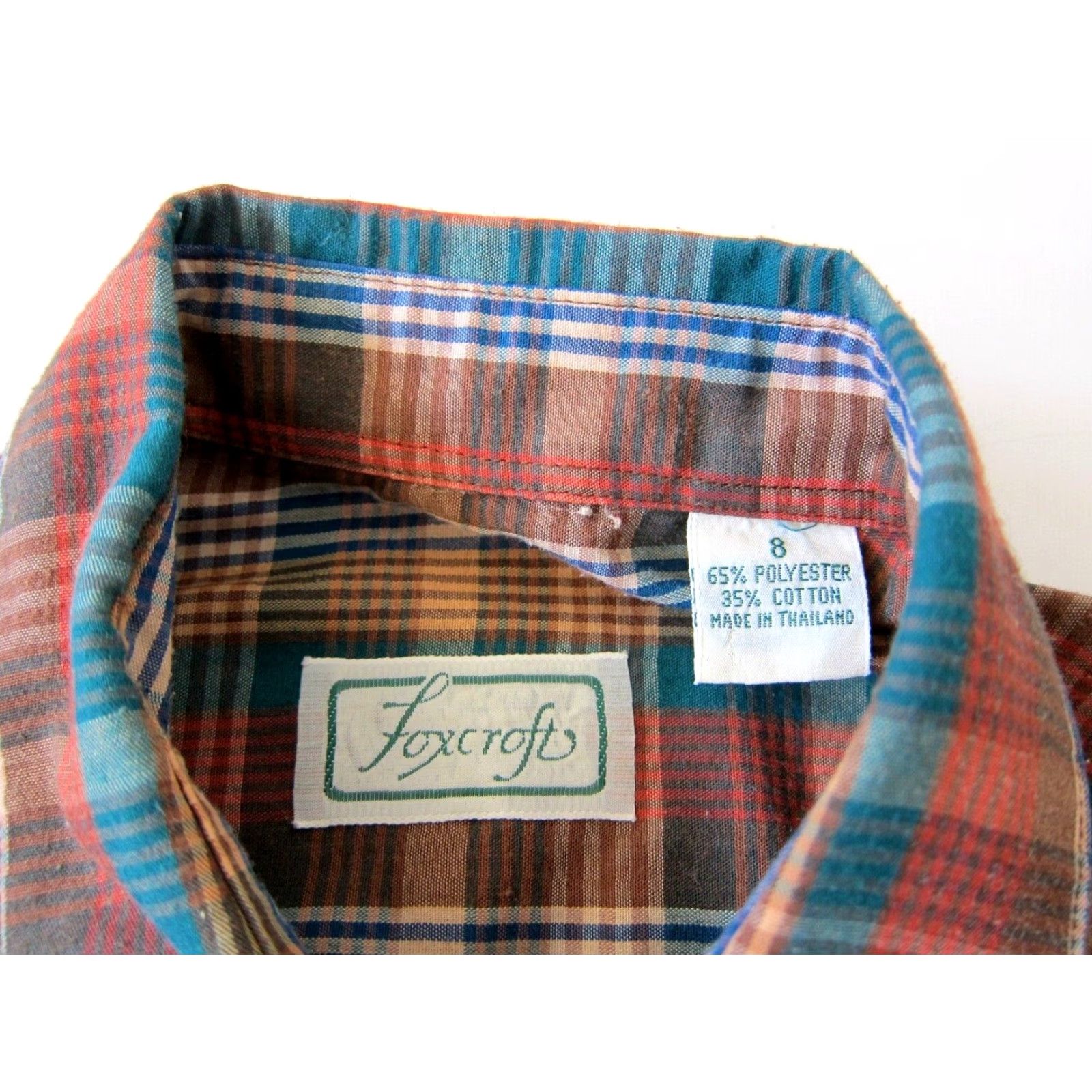Vintage VINTAGE Foxcroft Blouse Shirt Women M Plaid Green Blue Cotton Long Sleeve Button Down Size M / US 6-8 / IT 42-44 - 4 Thumbnail