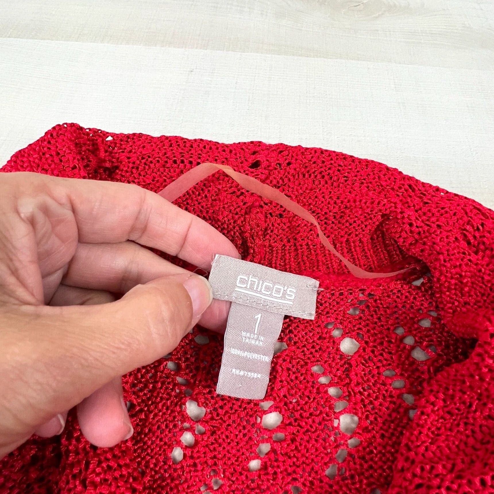 Vintage Chico's Womens Small Red Open Front Cardigan Sweater 3/4 Sleeve Knit Casual Women Size S / US 4 / IT 40 - 3 Thumbnail