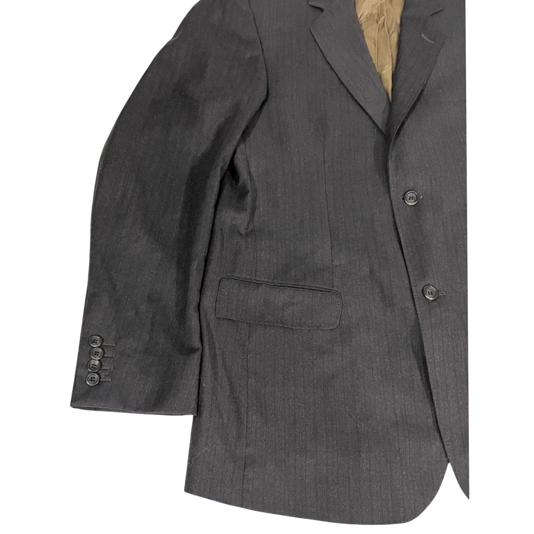 Vintage Ermenegildo Zegna Cloth Blazer Mens 46 Dark Gray Pinstripe Wool JP Dumont 2 Piece Blazer Men Gray Wool 46 Mens Size 46R - 3 Thumbnail