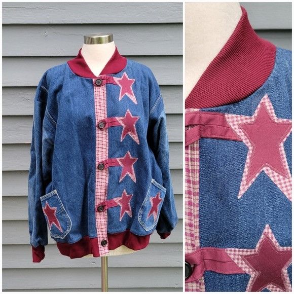 Lee Vintage 90s y2k Upcycled Rustic Primative Americana Star Den Size XXL / US 16-18 / IT 52-54 - 2 Thumbnail