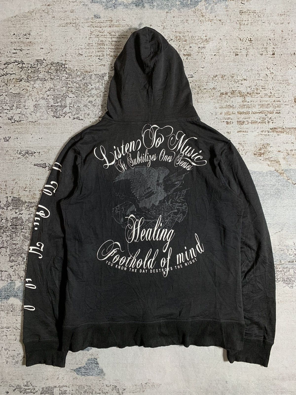 image of If Six Was Nine x In The Attic Japan-In The Attic Poem Zip Hoodie in Black, Men's (Size Large)