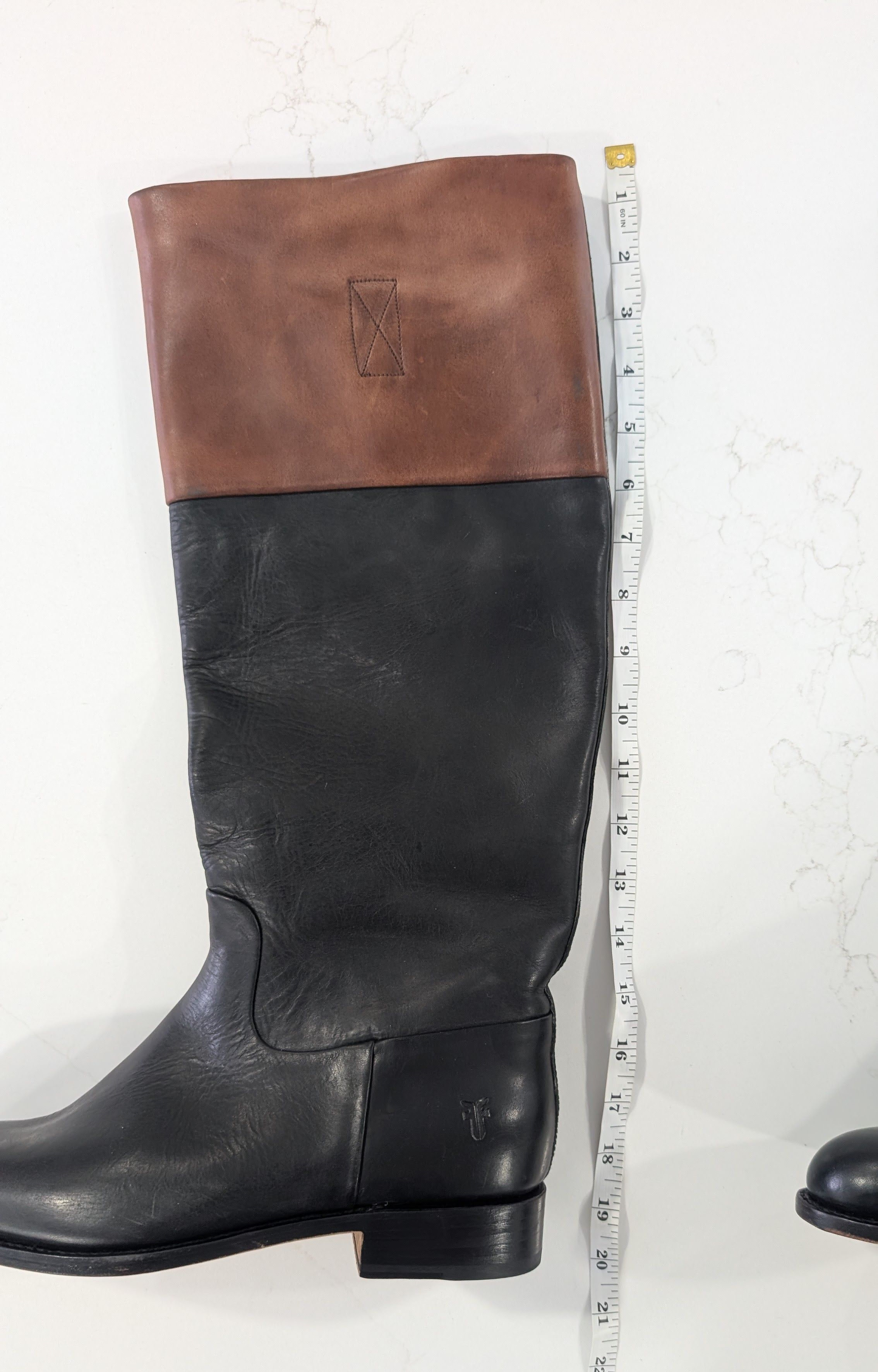 Frye Frye Melissa Belted Riding Boots Two-Tone Brown Leather Size US 10 / IT 40 - 14 Thumbnail