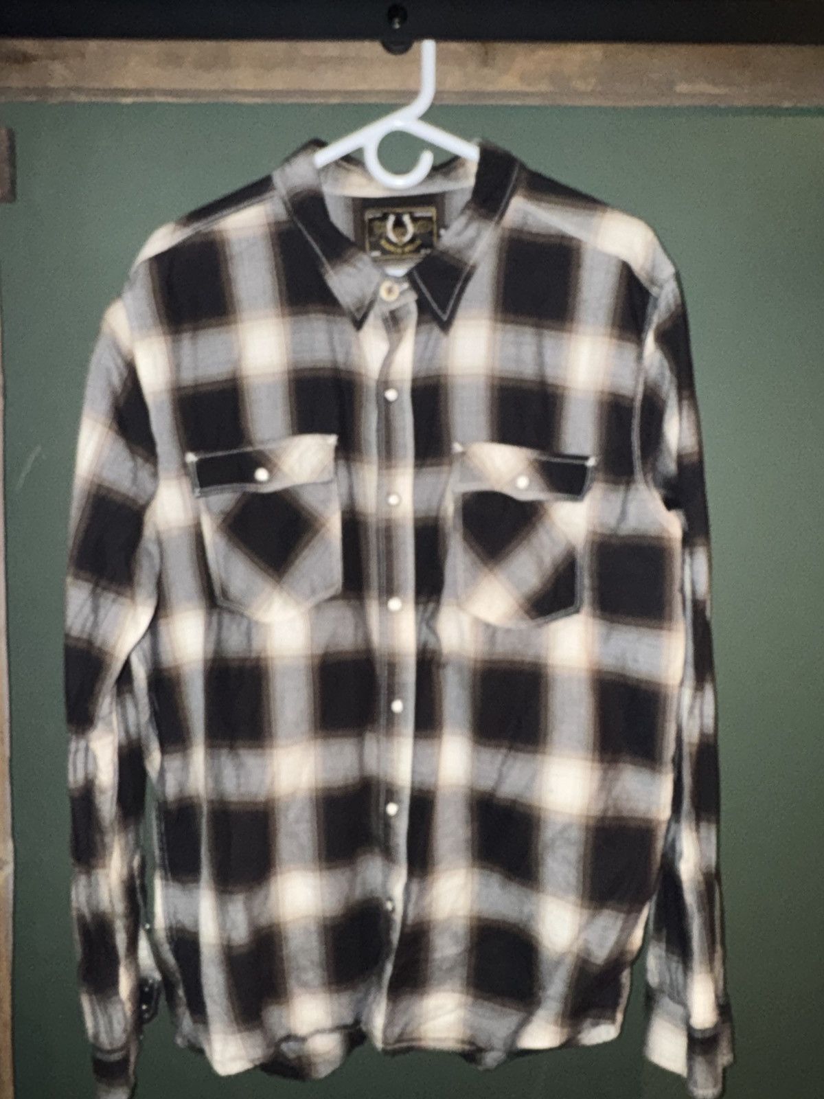 Freenote Cloth Brown and cream snap front shirt Size US XL / EU 56 / 4 - 1 Thumbnail