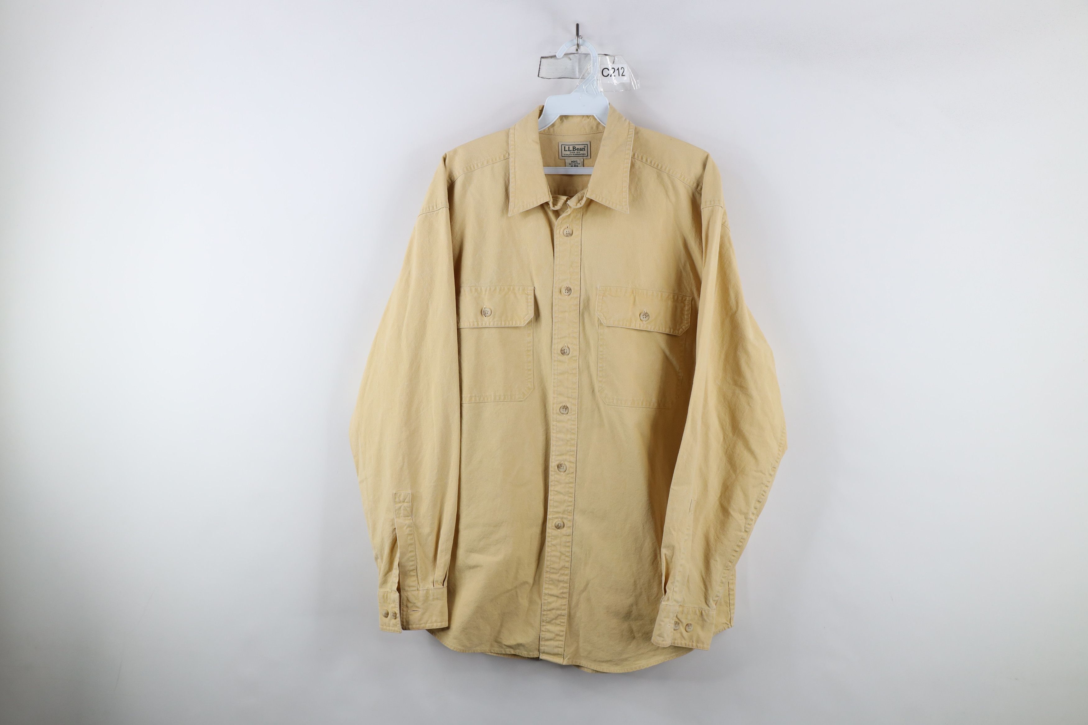 L.L. Bean × Vintage Vintage 90s LL Bean Stonewash Bush Button Shirt Yellow Size US M / EU 48-50 / 2 - 1 Thumbnail