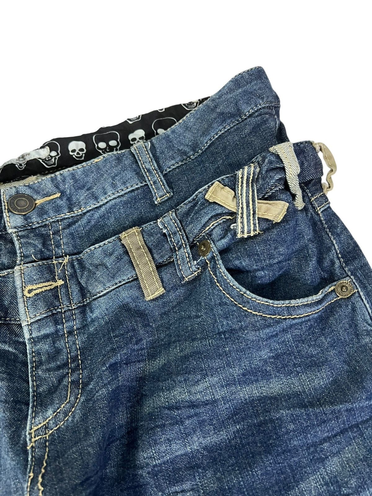 Japanese Brand Japanese brand skull Double Waist sedionaries Denim Jean Size US 35 - 7 Thumbnail