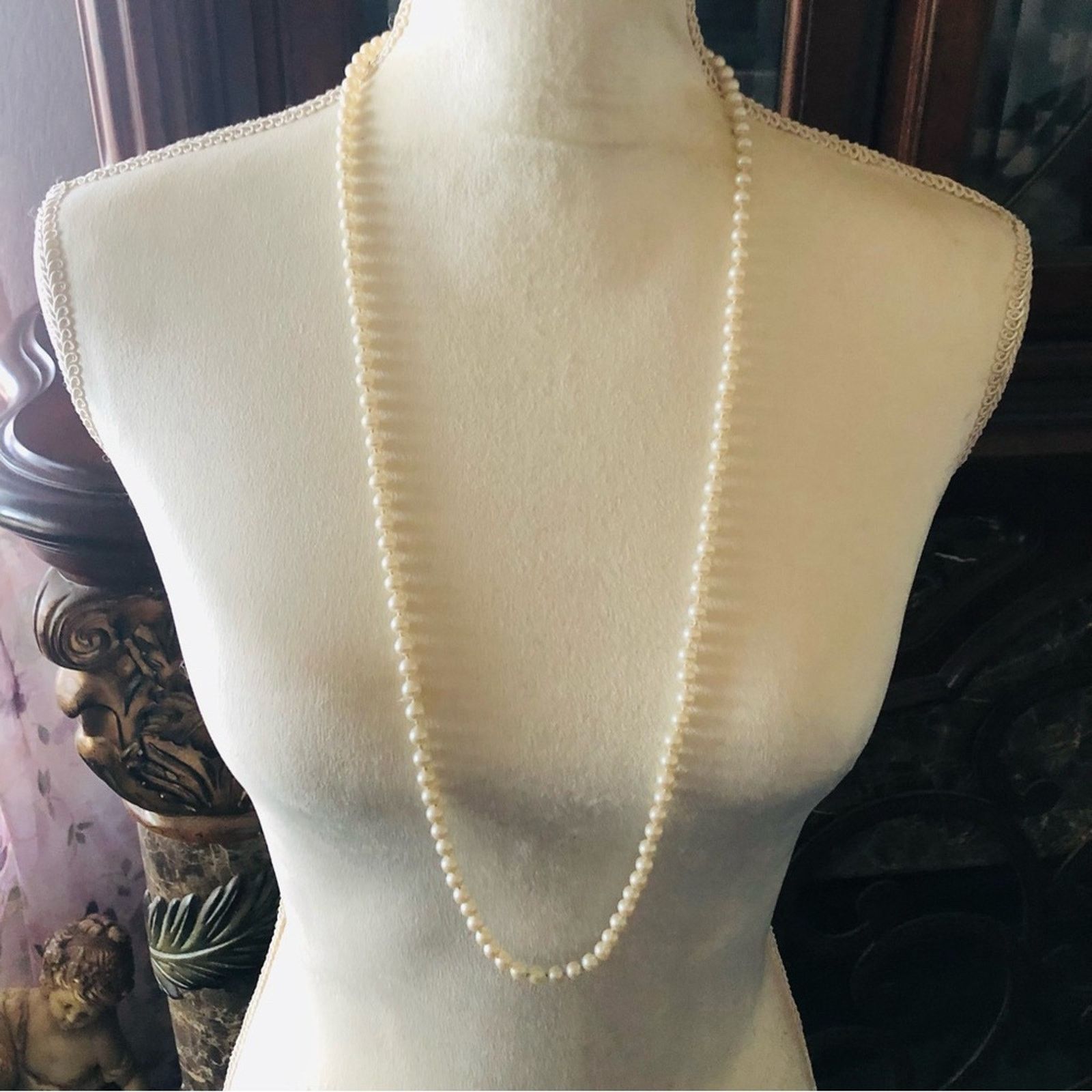 Vintage Vintage hand knotted cream glass pearl necklace Size ONE SIZE - 2 Thumbnail
