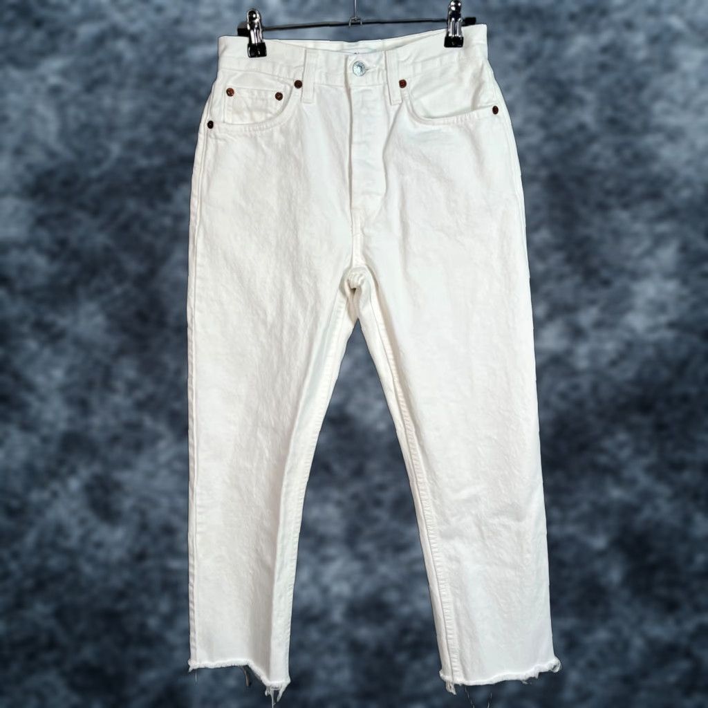 RE/DONE VINTAGE Re/Done Whites High-Waisted Straight-Leg Jeans Adult Women 25 White Denim 90s Style Womens Size 42" / US 20 - 1 Thumbnail