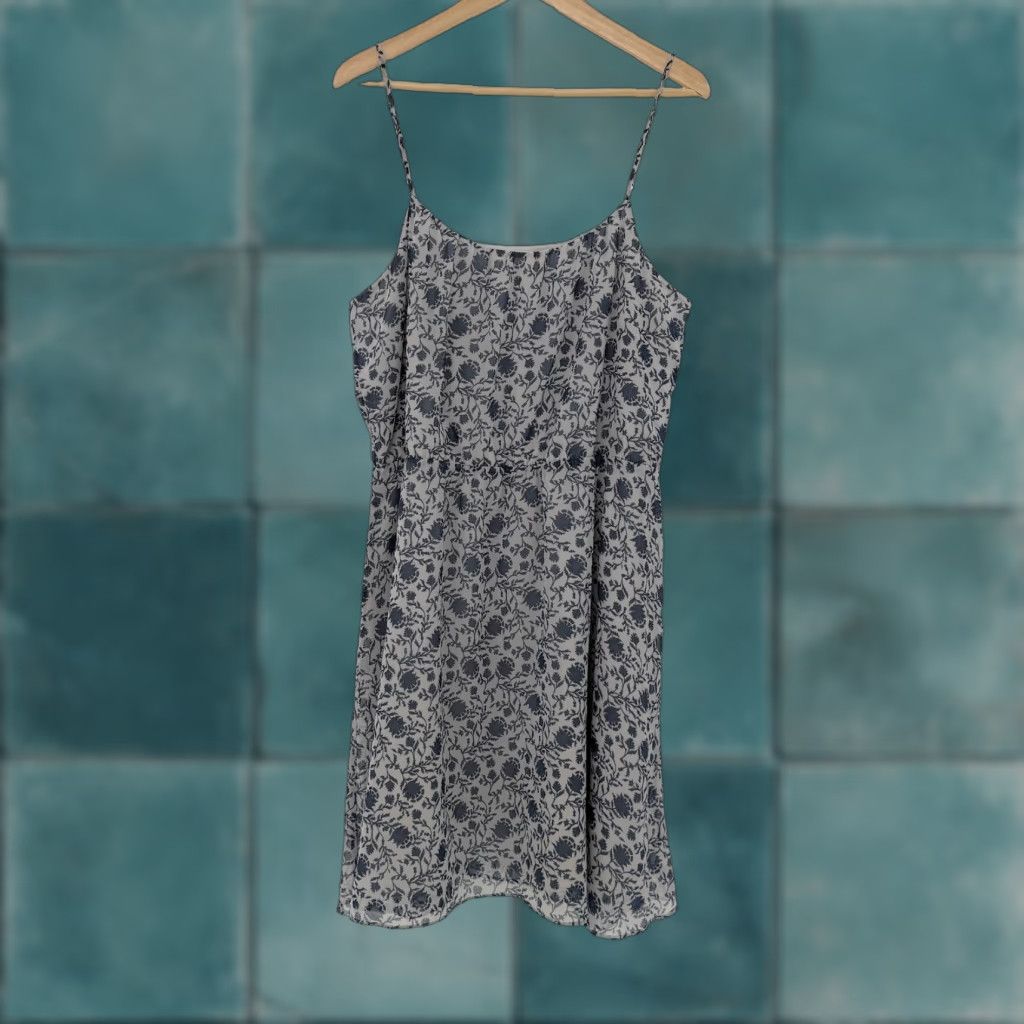 Ann Taylor LOFT Floral Print Chiffon Cami Dress Sz L Lightweight Preppy  Sleeveless Spring Summer Casual