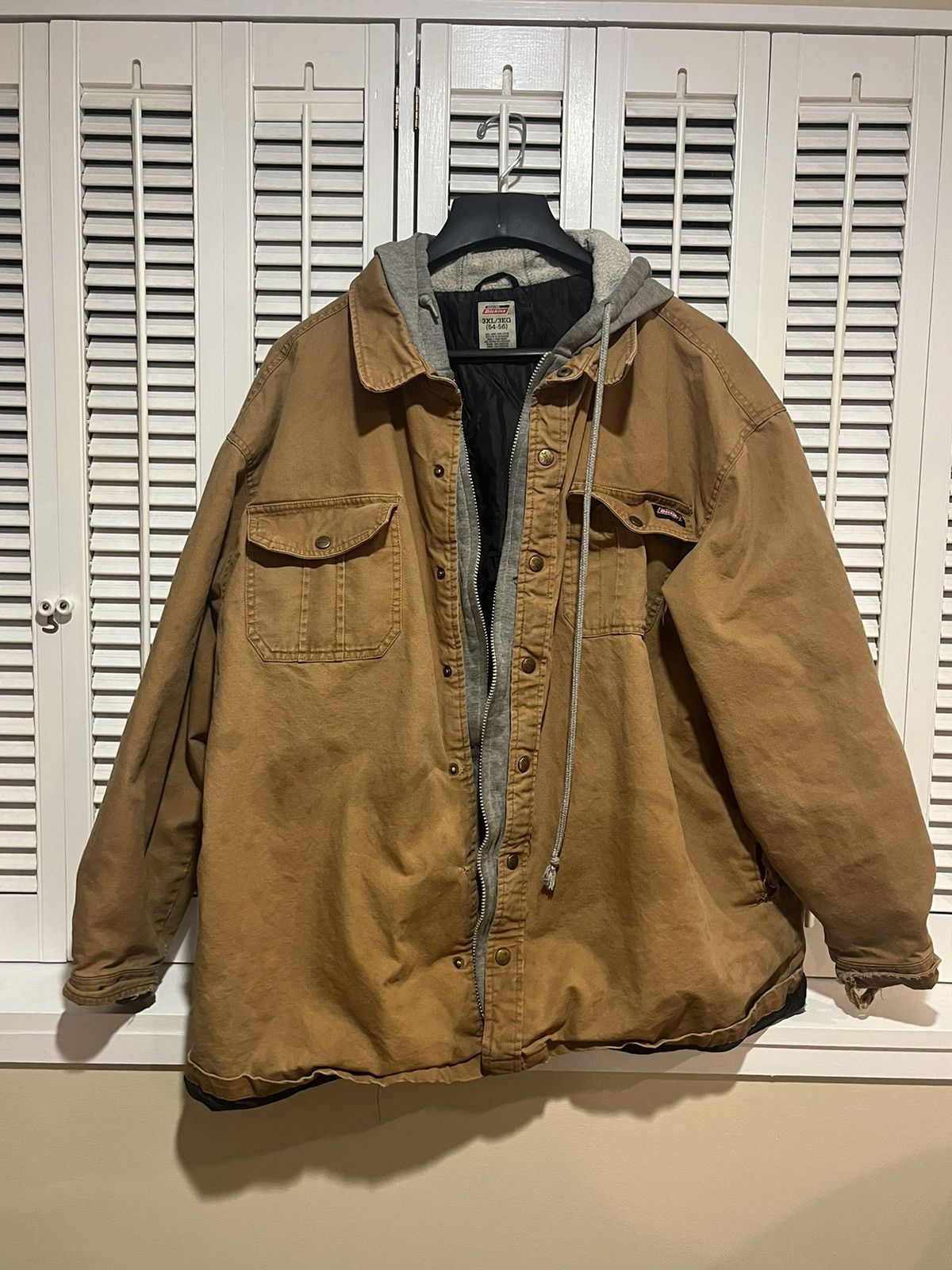 Vintage Dickies Brown Distressed Hooded Jacket / 3XL Size US XXL / EU 58 / 5 - 1 Thumbnail