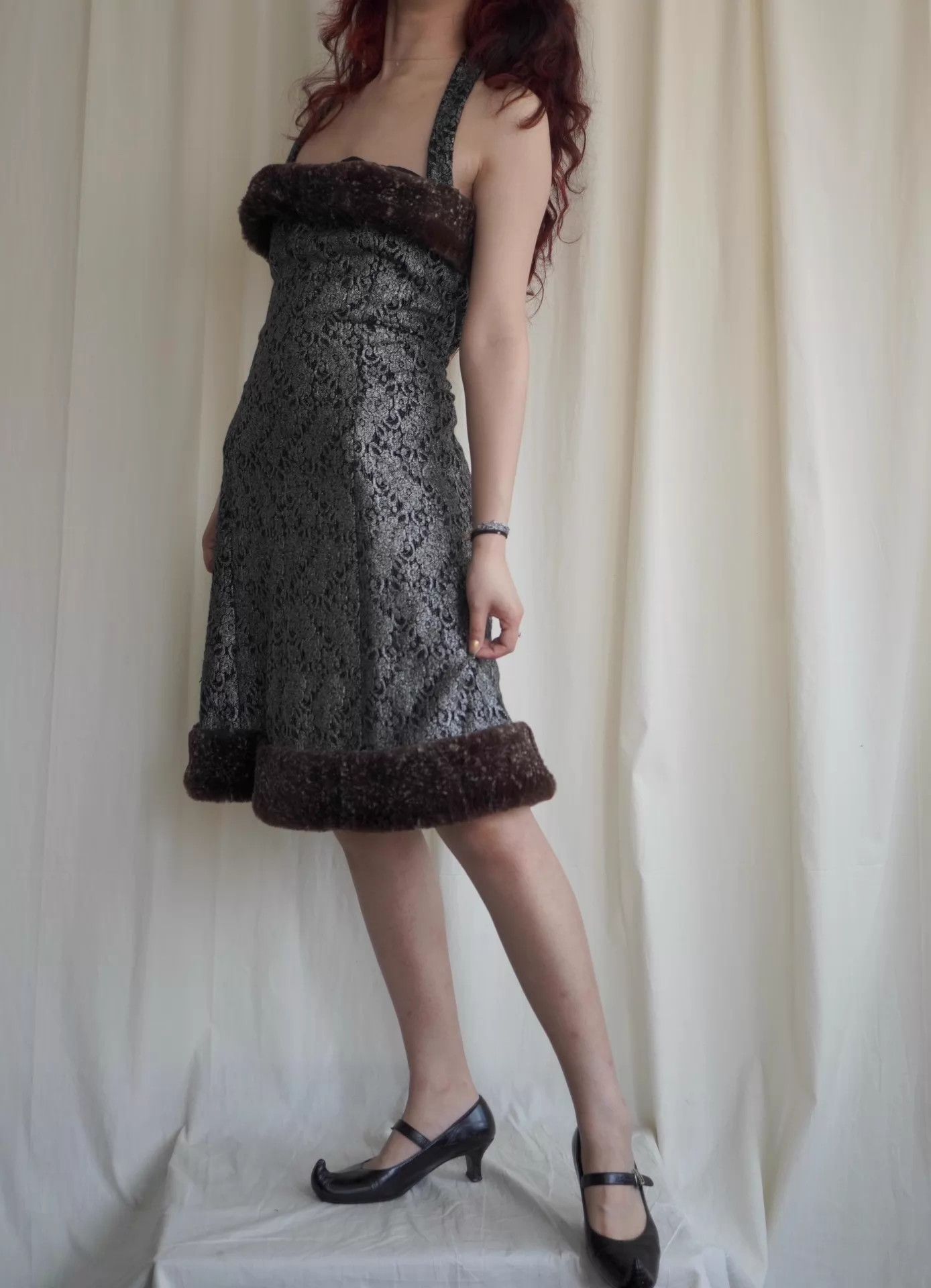 Chanel Chanel 2005 AW Halter Lace Dress Sleeve Set Silver/Suede L Size L / US 10 / IT 46 - 8 Thumbnail