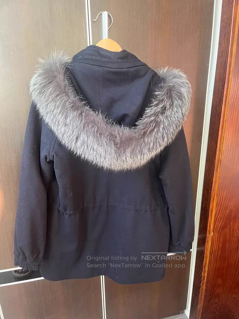 Loro Piana Loro Piana Caviar black fox fur collar cashmere coat, cott Size XS / US 0-2 / IT 36-38 - 2 Thumbnail