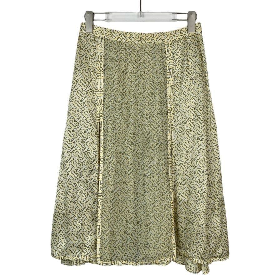Burberry Burberry Womens Logo Print Silk Skirt Light Yellow Multi-Pan Size 38" / US 16 / IT 52 - 1 Thumbnail