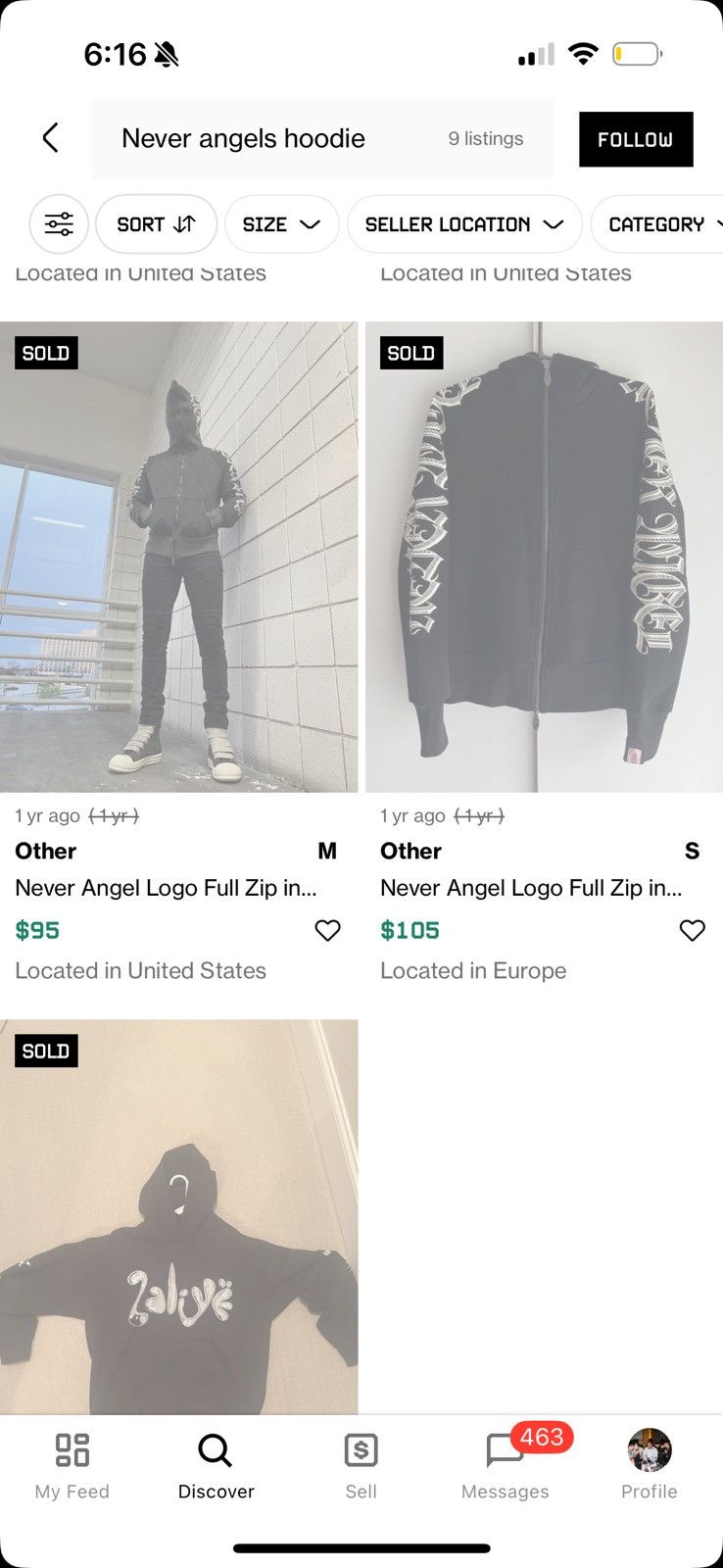 Other Never Angel Logo Full Zip in Washed Black Size US M / EU 48-50 / 2 - 3 Thumbnail