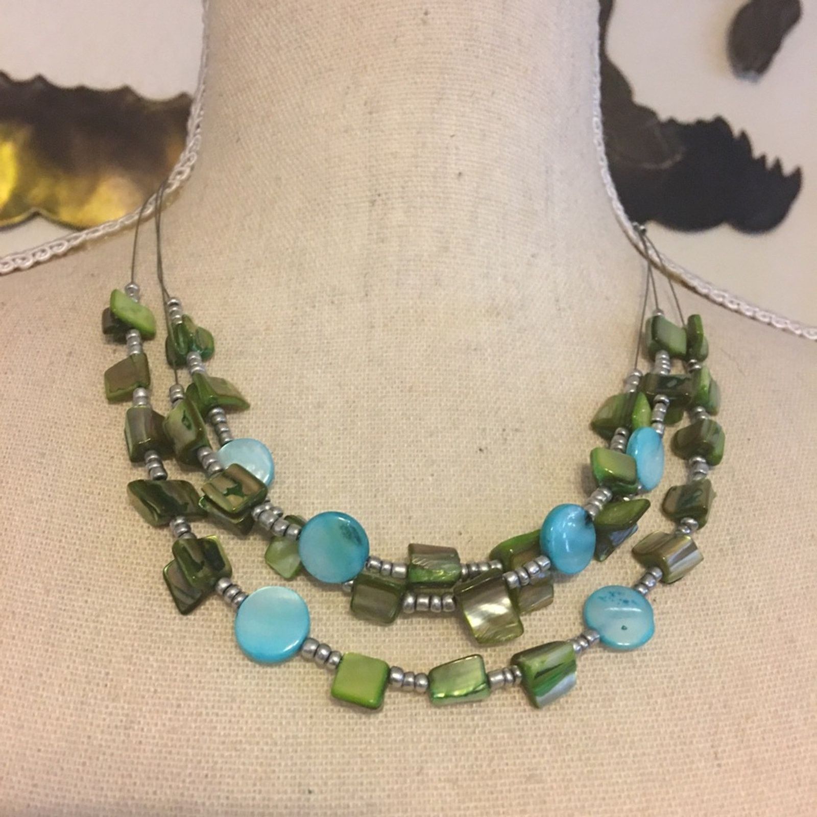 Jewelry Multi strand silver tone abalone shell necklace Size ONE SIZE - 1 Thumbnail