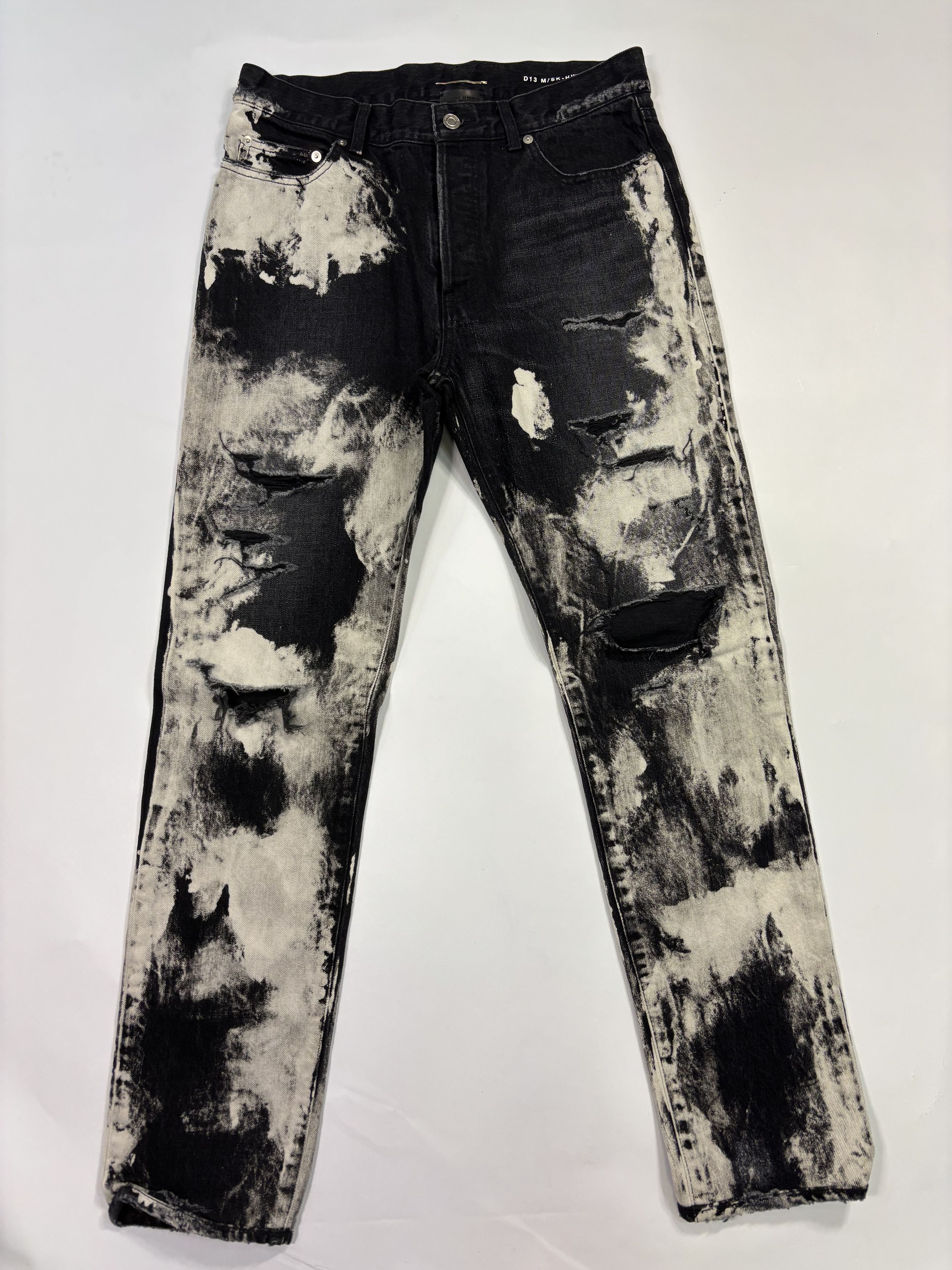 Saint Laurent Paris Saint Laurent Black & Grey Distressed Marble Pants Size US 32 / EU 48 - 1 Thumbnail