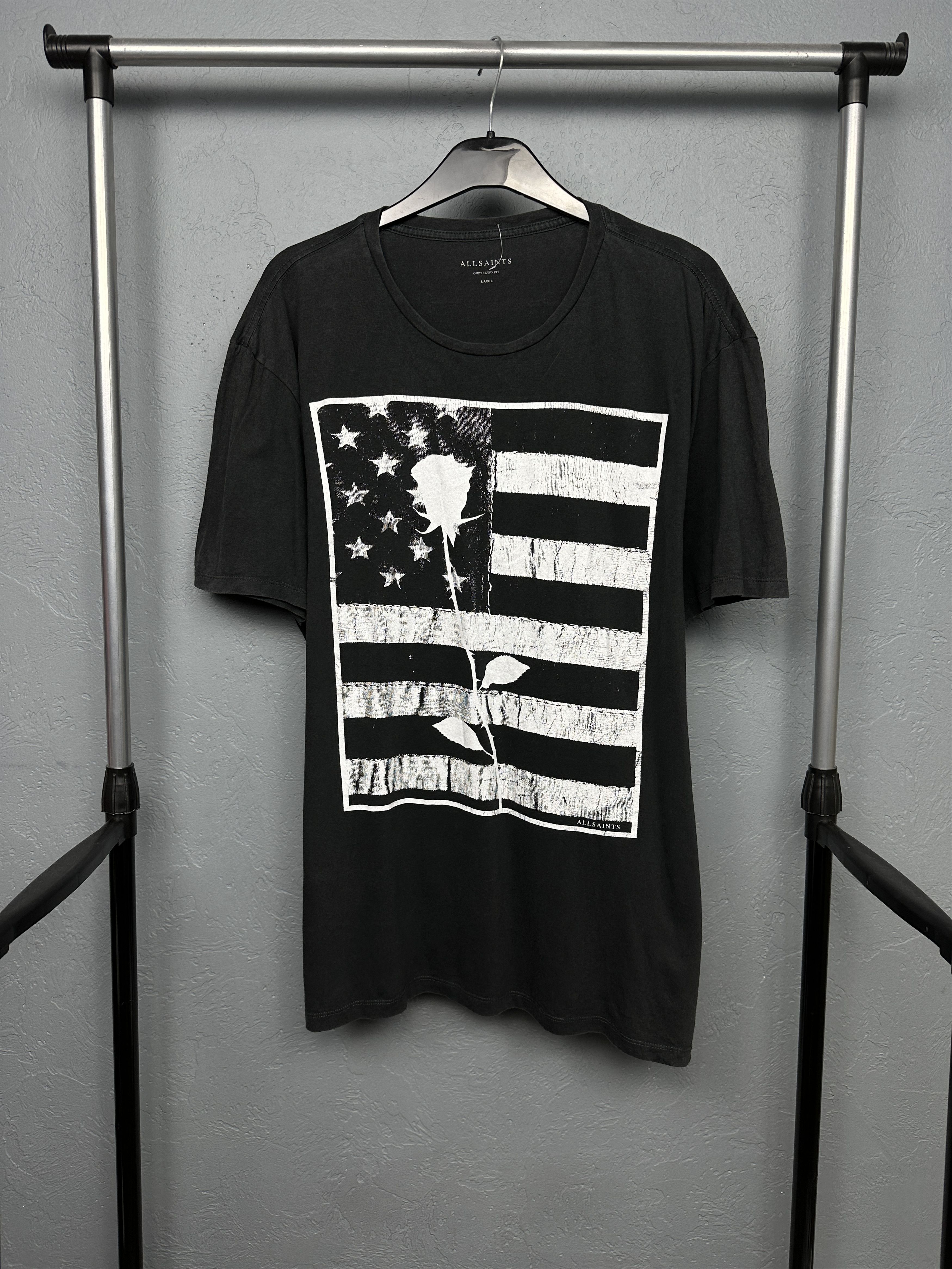 Allsaints Allsaints Mens Stars and Bars Crew Neck T-Shirt Size US L / EU 52-54 / 3 - 1 Thumbnail