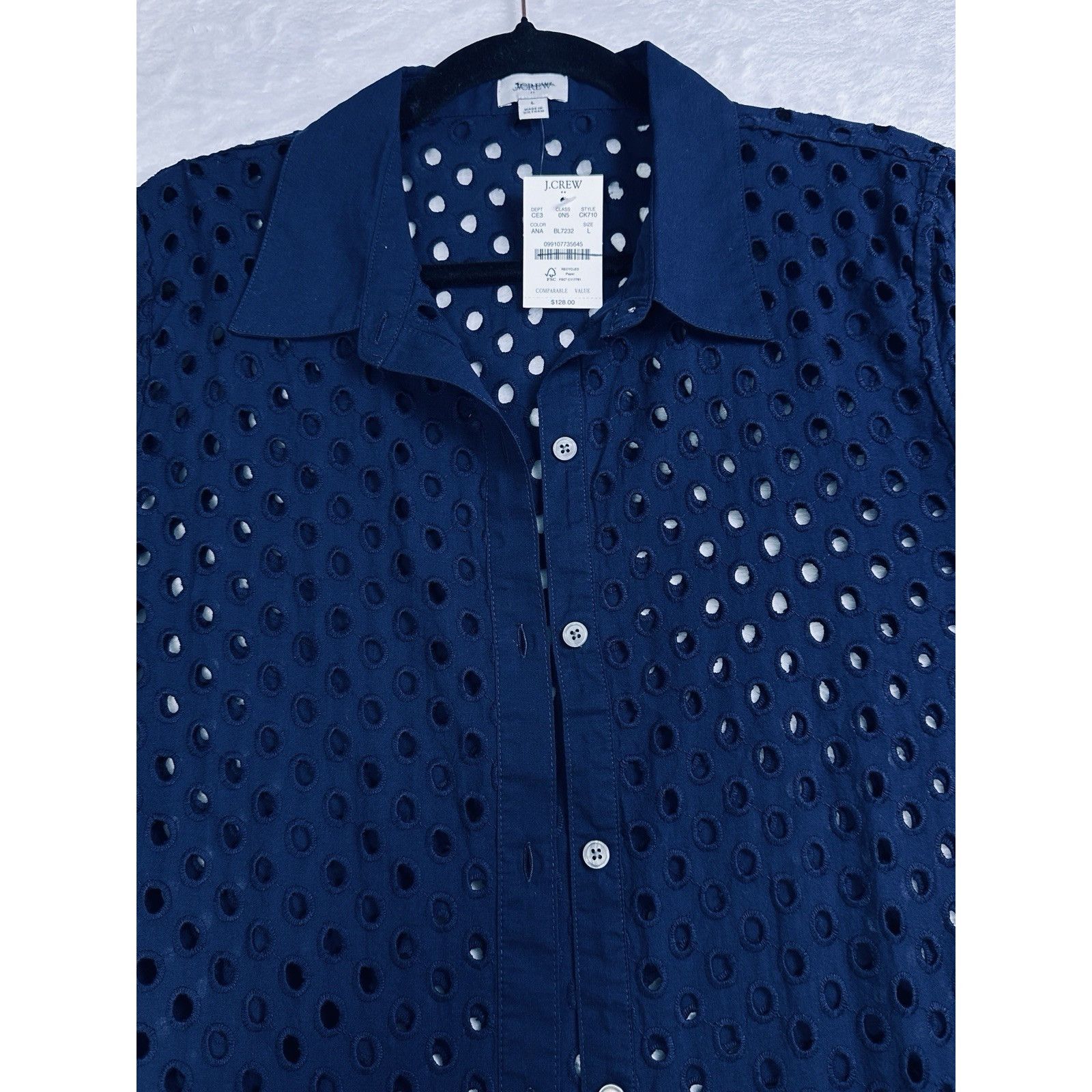 J.Crew J.Crew Factory Eyelet Swim Cover Up Tunic Shirt Navy Large Size L / US 10 / IT 46 - 8 Thumbnail