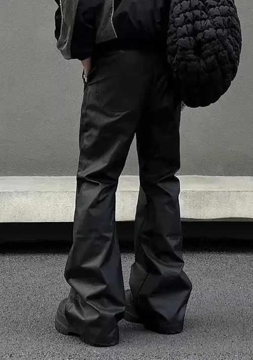Japanese Brand × Vintage Avant garde retro pu leather flare pants Size US 32 / EU 48 - 2 Thumbnail
