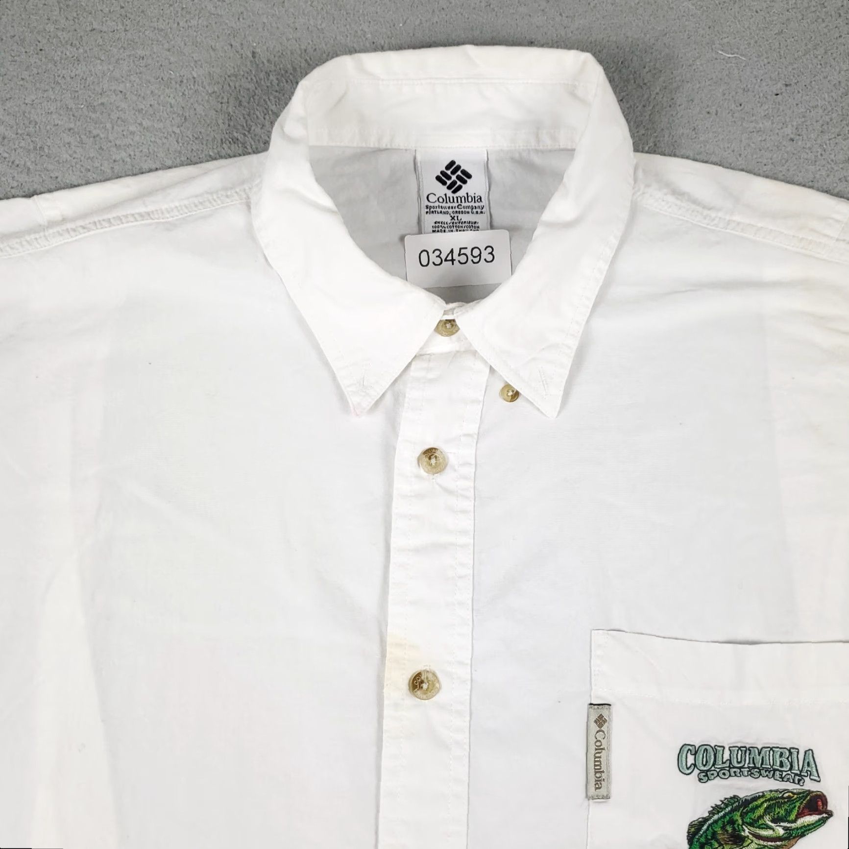 Vintage VINTAGE Columbia Shirt Mens XL White Button-Up Short Sleeve Casual Business Formal Workwear 90s Style Mens Size US XL / EU 56 / 4 - 2 Thumbnail