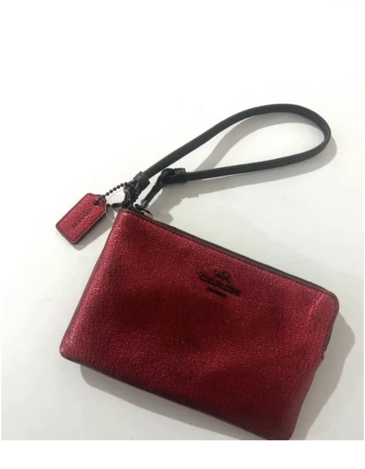 Coach COACH Red Metallic Leather Wristlet Wallet Size ONE SIZE - 2 Thumbnail