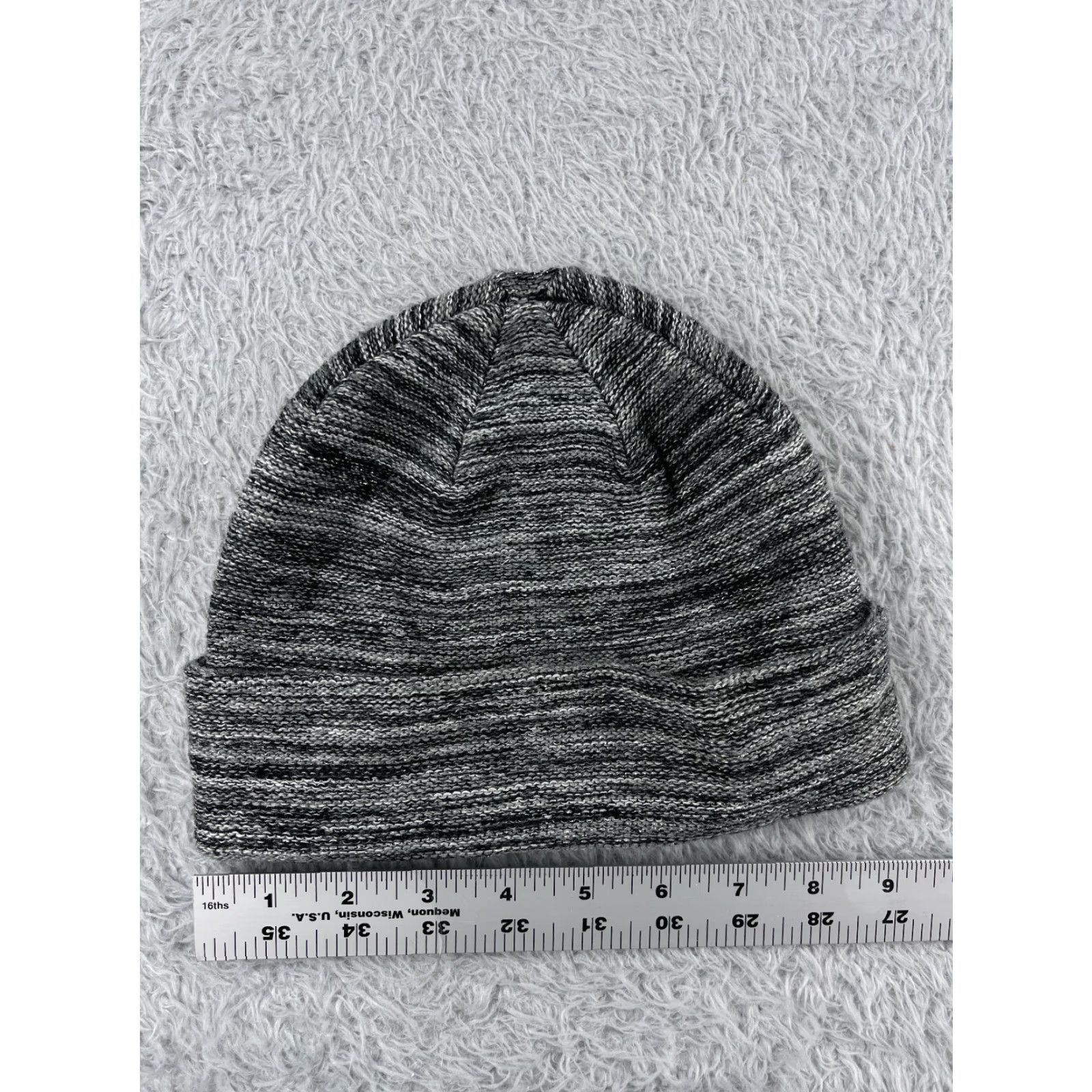 White House Black Market White House Black Market Beanie Womens One Size Gray Stripe Knit Acrylic Size ONE SIZE - 3 Thumbnail