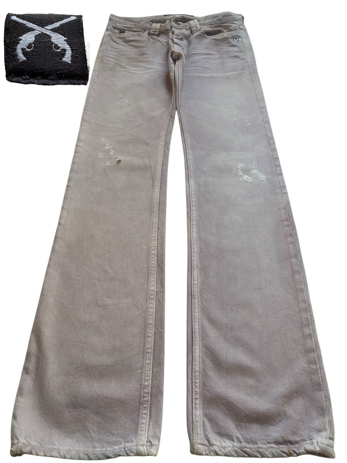 Designer × Japanese Brand × Roar Vintage Roar Beige Embroidery Jeans Size US 31 - 1 Thumbnail