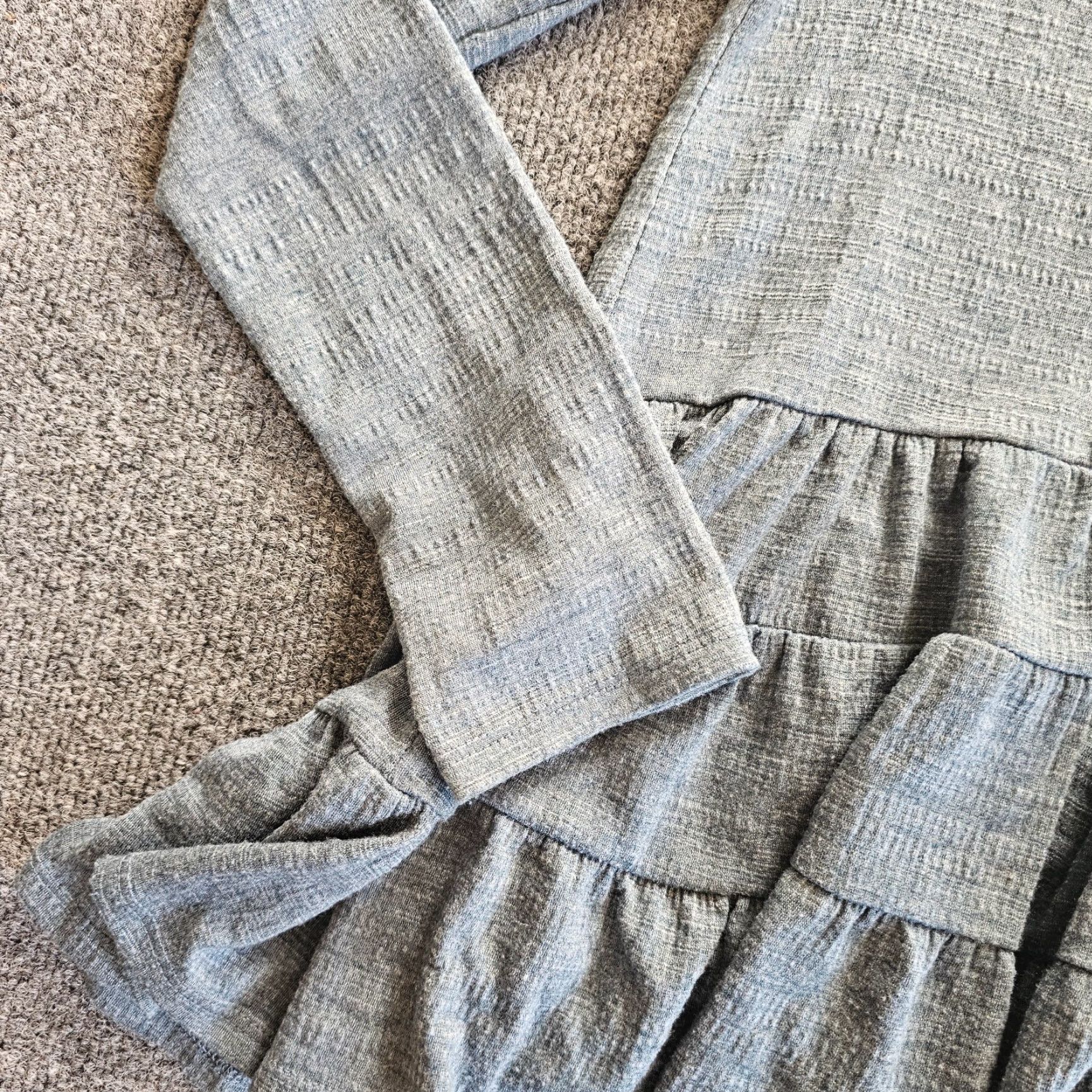 Anthropologie Deletta Anthropologie Top Shirt Womens XS Green Waffle Knit Ruffle Long Sleeve Blouse Size XS / US 0-2 / IT 36-38 - 4 Thumbnail