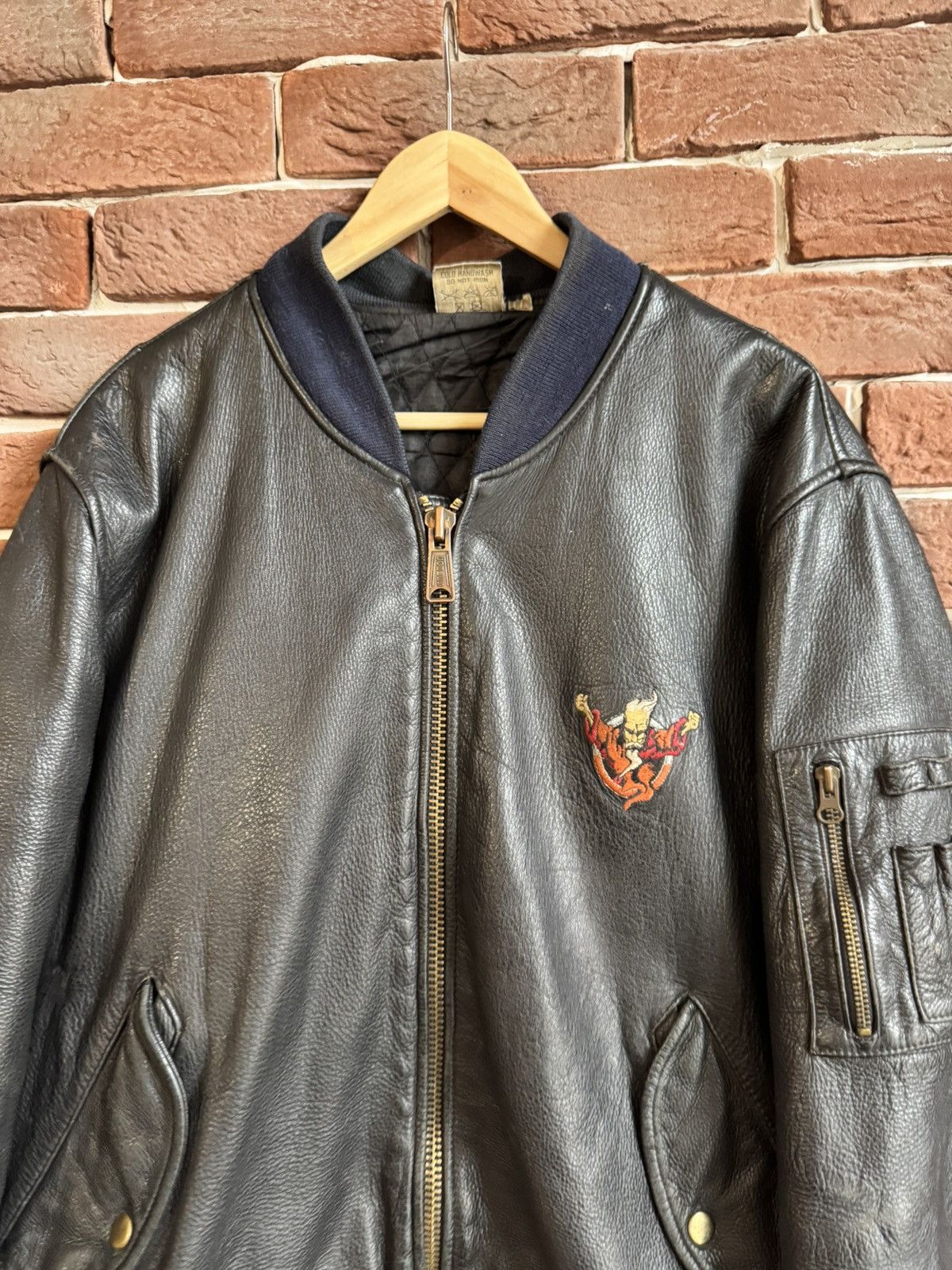 Thunderdome Rare 90s Thunderdome Leather Bomber Jacket Gabber Hardcore Size US XL / EU 56 / 4 - 7 Thumbnail