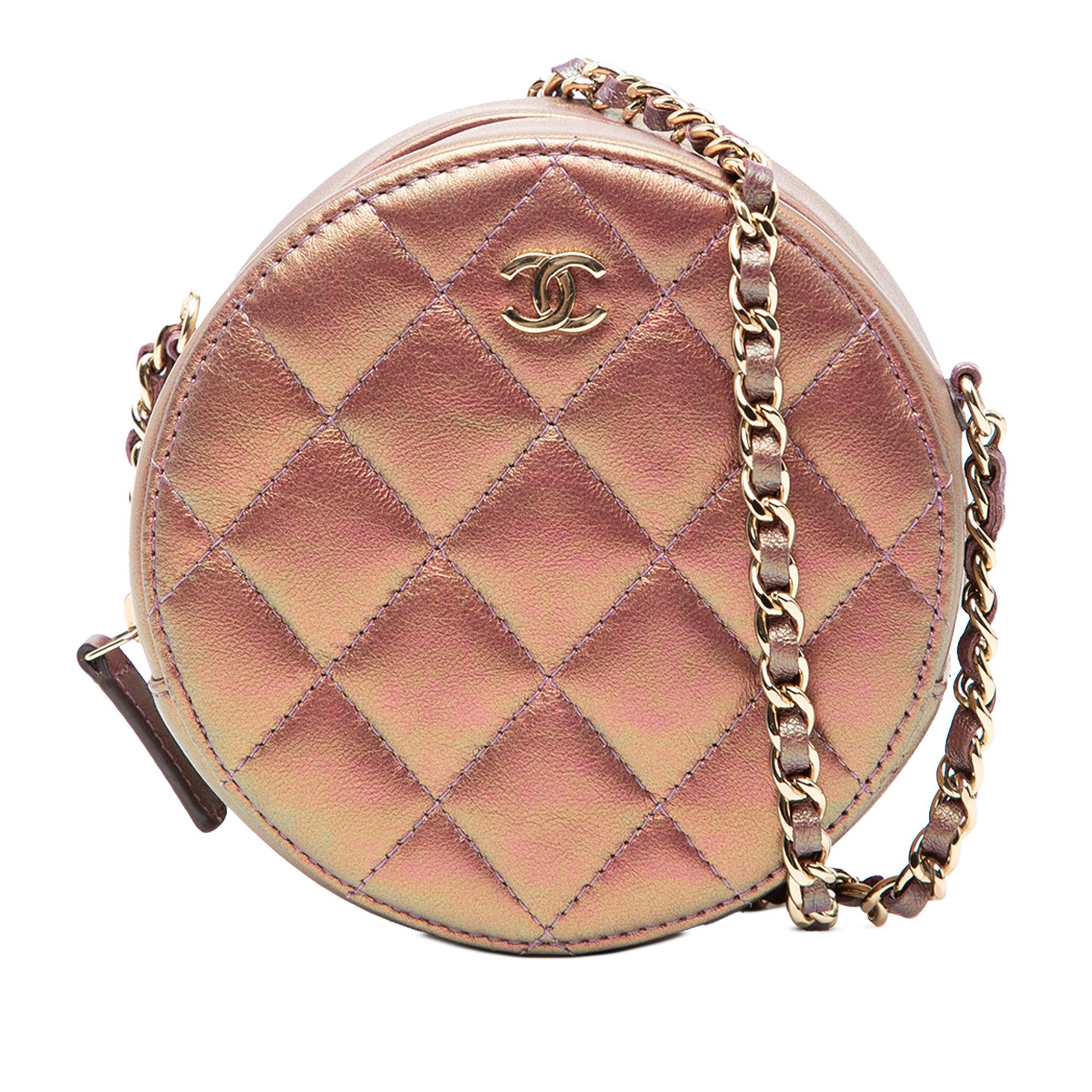 Chanel Quilted Iridescent Lambskin Round Clutch With Chain Size ONE SIZE - 1 Thumbnail