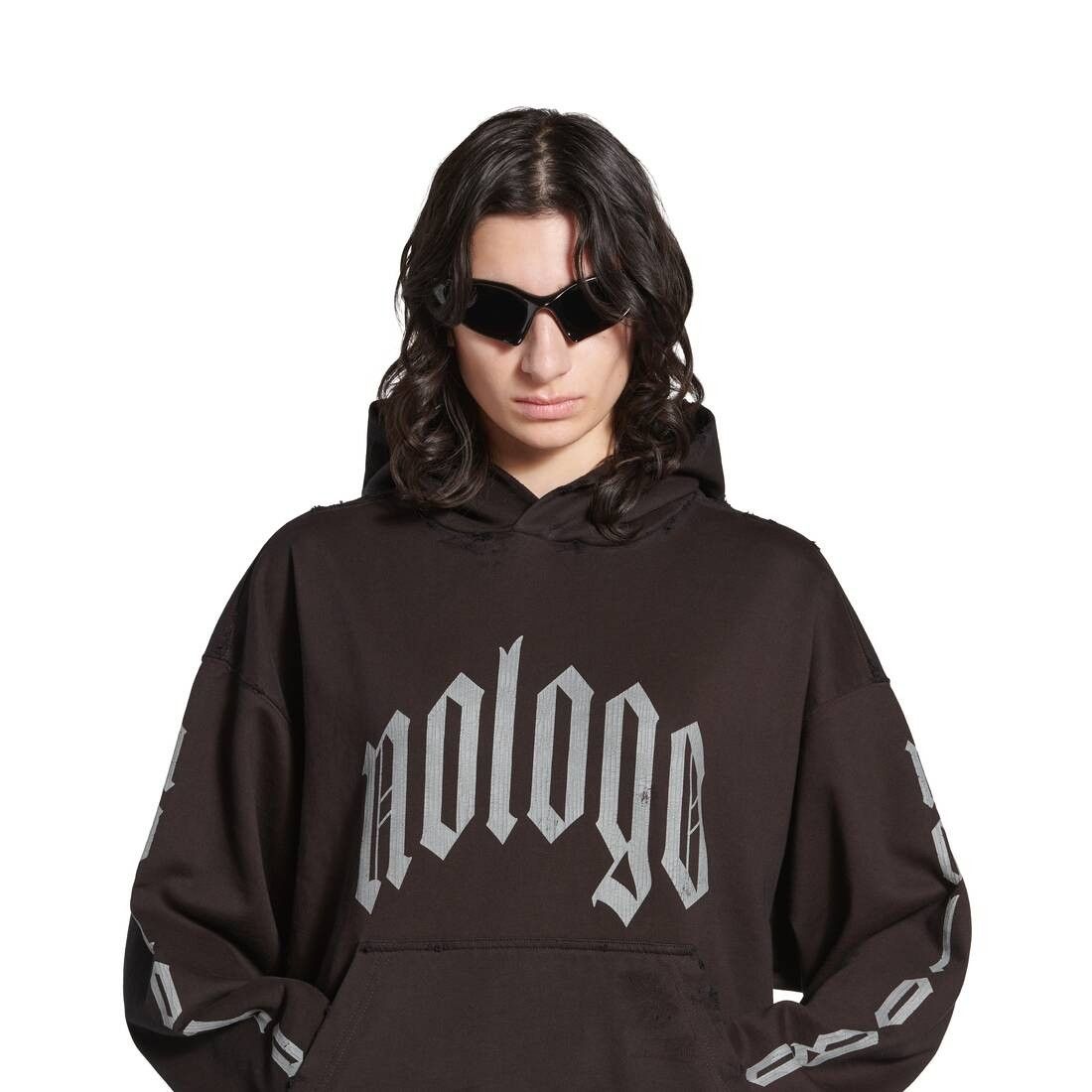 Balenciaga o1srvl11e1025 Nologo Hoodie Medium Fit in Black/Grey Size XS / US 0-2 / IT 36-38 - 5 Thumbnail