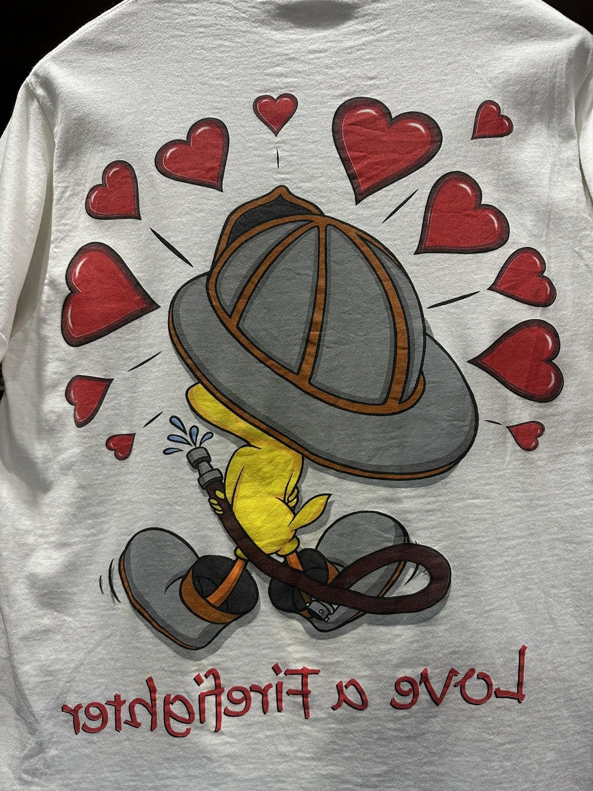 Cartoon Network Vintage 90s Tweety Love A Firefighter Backhit Cartoon Tee Size US L / EU 52-54 / 3 - 9 Thumbnail