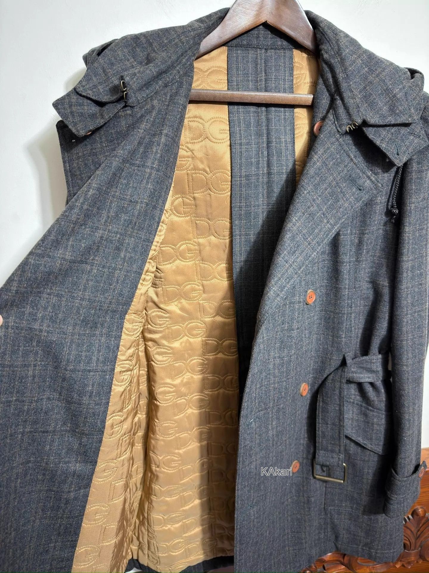 Dolce & Gabbana Hooded Plaid Belted Coat Size US XXS / EU 40 - 6 Thumbnail
