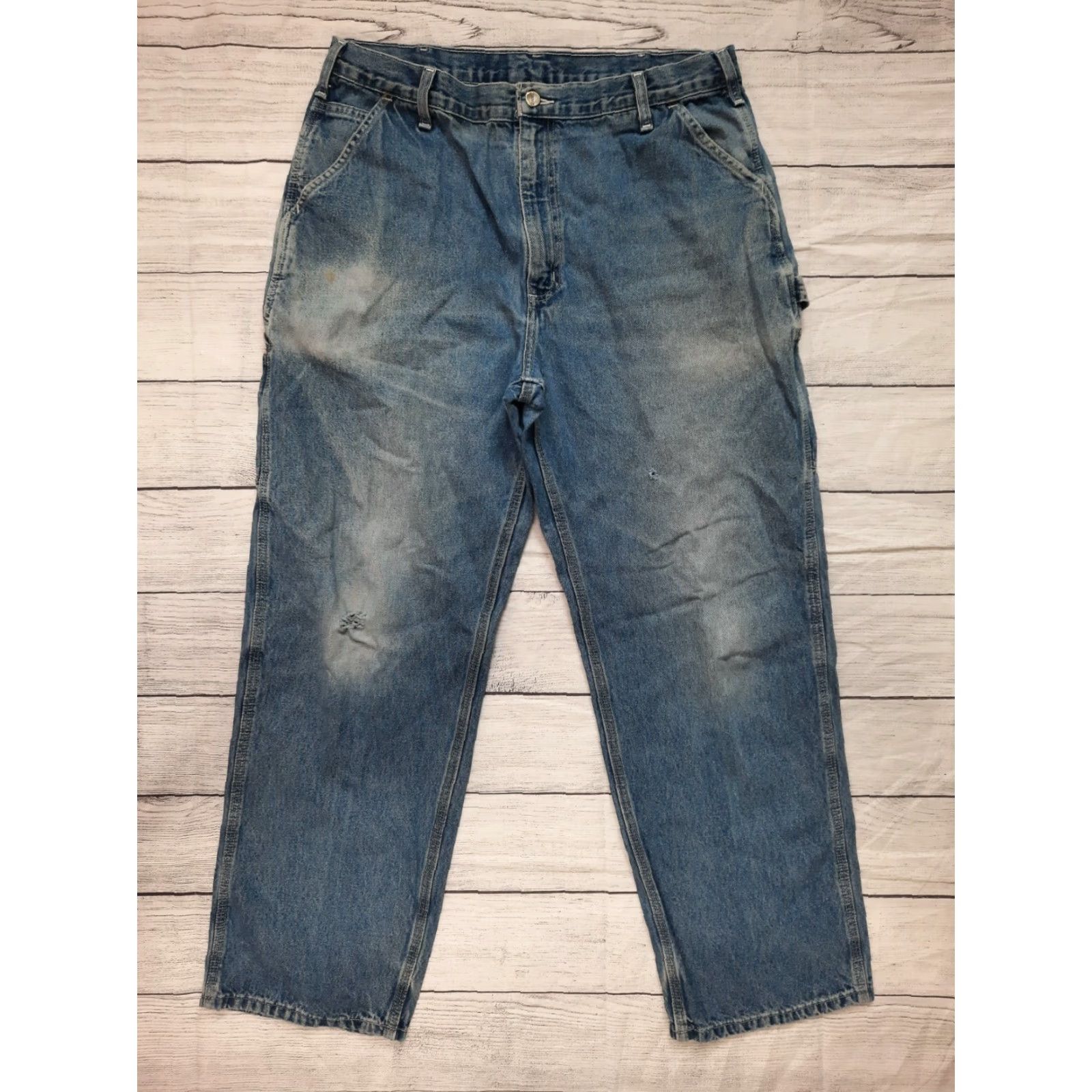 Carhartt Carhartt Jeans Carpenter Loose Original Dungaree Fit 38x32 5-Pocket Design Mens Blue Cotton Straight High Rise Size US 38 / EU 54 - 2 Thumbnail