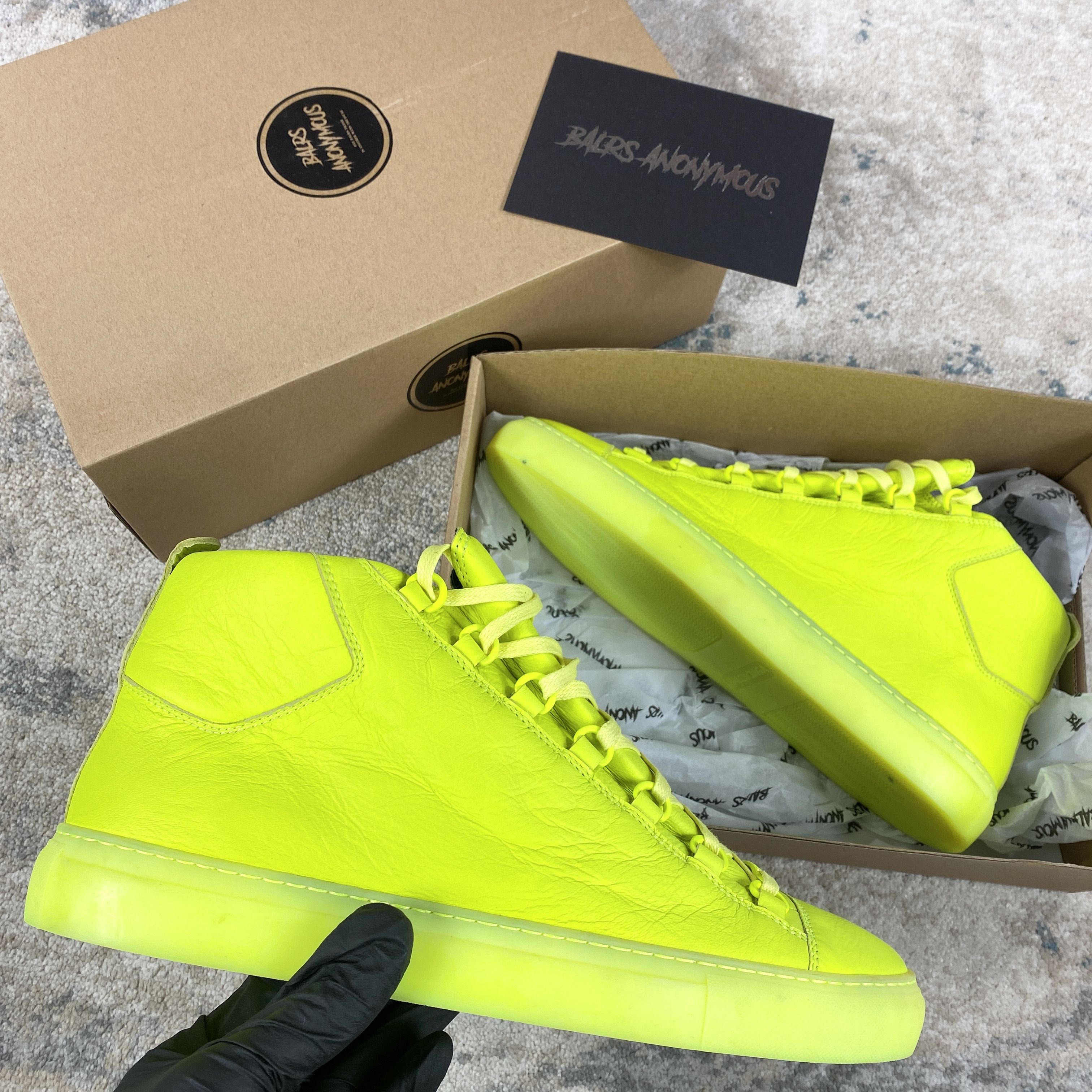 Balenciaga Balenciaga Arena High Top Trainers In Lime Yellow RRP