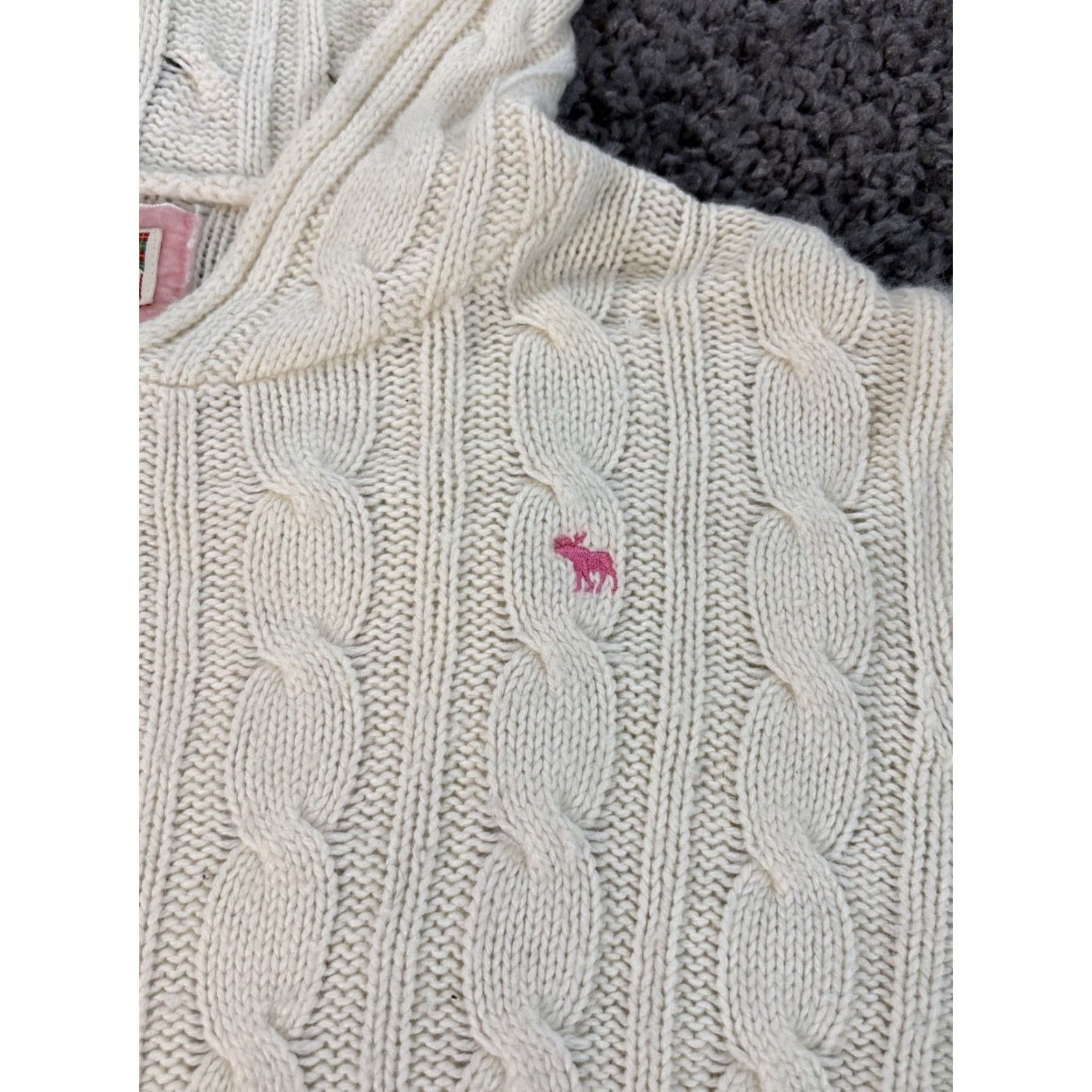 Abercrombie & Fitch VINTAGE Abercrombie & Fitch Sweater Hoodie Cable Knit Crew Neck Ivory Angora L Women 90s Pullover Size L / US 10 / IT 46 - 4 Thumbnail