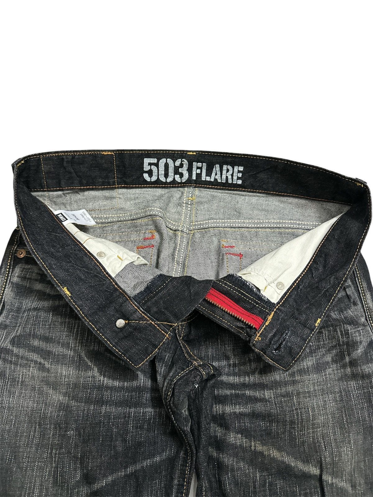 GOA 2000 Edwin 503 Flare Washed Clawmark Y2K Goa Lgb Style Jeans Size US 35 - 5 Thumbnail