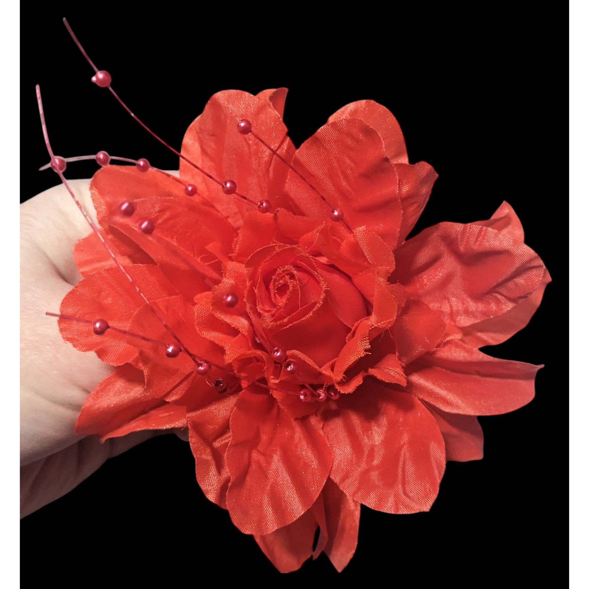 Other Red Floral Cottagecore Brooch With Bead Accents Size ONE SIZE - 2 Thumbnail