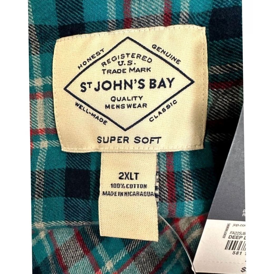Vintage VINTAGE? No. St. Johns Bay Super Soft Flannel Shirt Men 2XLT Big Tall Teal Plaid Button Up NEW Size US XXL / EU 58 / 5 - 5 Thumbnail