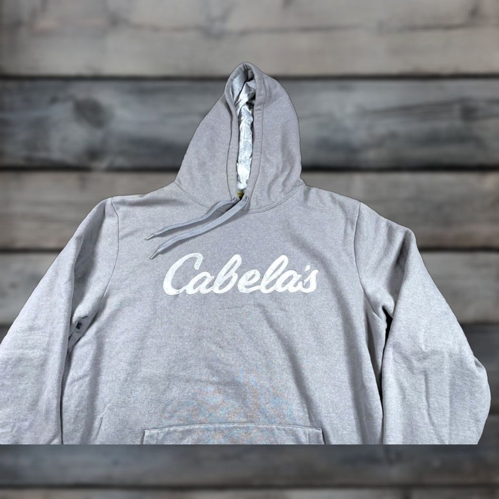 Vintage Cabela's Embroidered Drawstring Hoodie Women's XL Tall Gray Sweatshirt Script Hoodie Size XL / US 12-14 / IT 48-50 - 1 Thumbnail