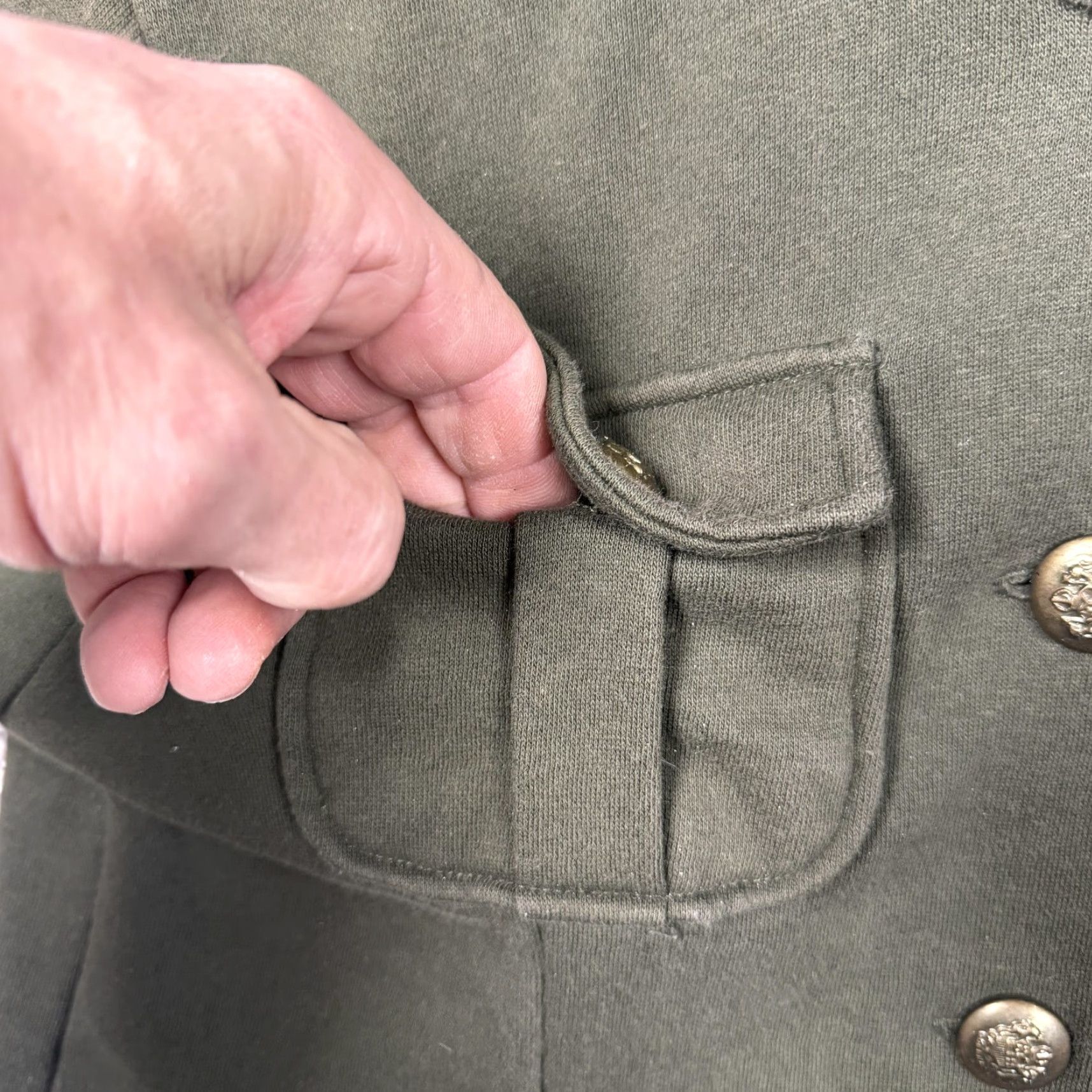 Vintage VINTAGE JJ Basics Jacket Green Military Fleece Buttons Pockets Army Chic Women L Size L / US 10 / IT 46 - 7 Thumbnail