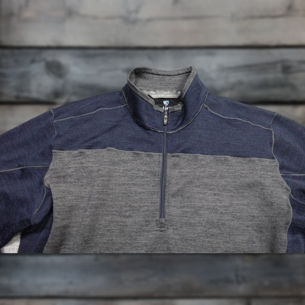 Etro Kuhl Sweater Mens Large Gray Quarter Zip Stretch Fleece Hiking Retro Pullover 1/4 Zip Size US L / EU 52-54 / 3 - 1 Thumbnail