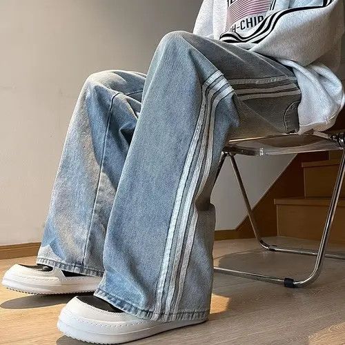 Japanese Brand Kagawa x Asuka Blue Baggy Track Wide Leg Flared Denim Jeans Size US 28 / EU 44 - 6 Thumbnail