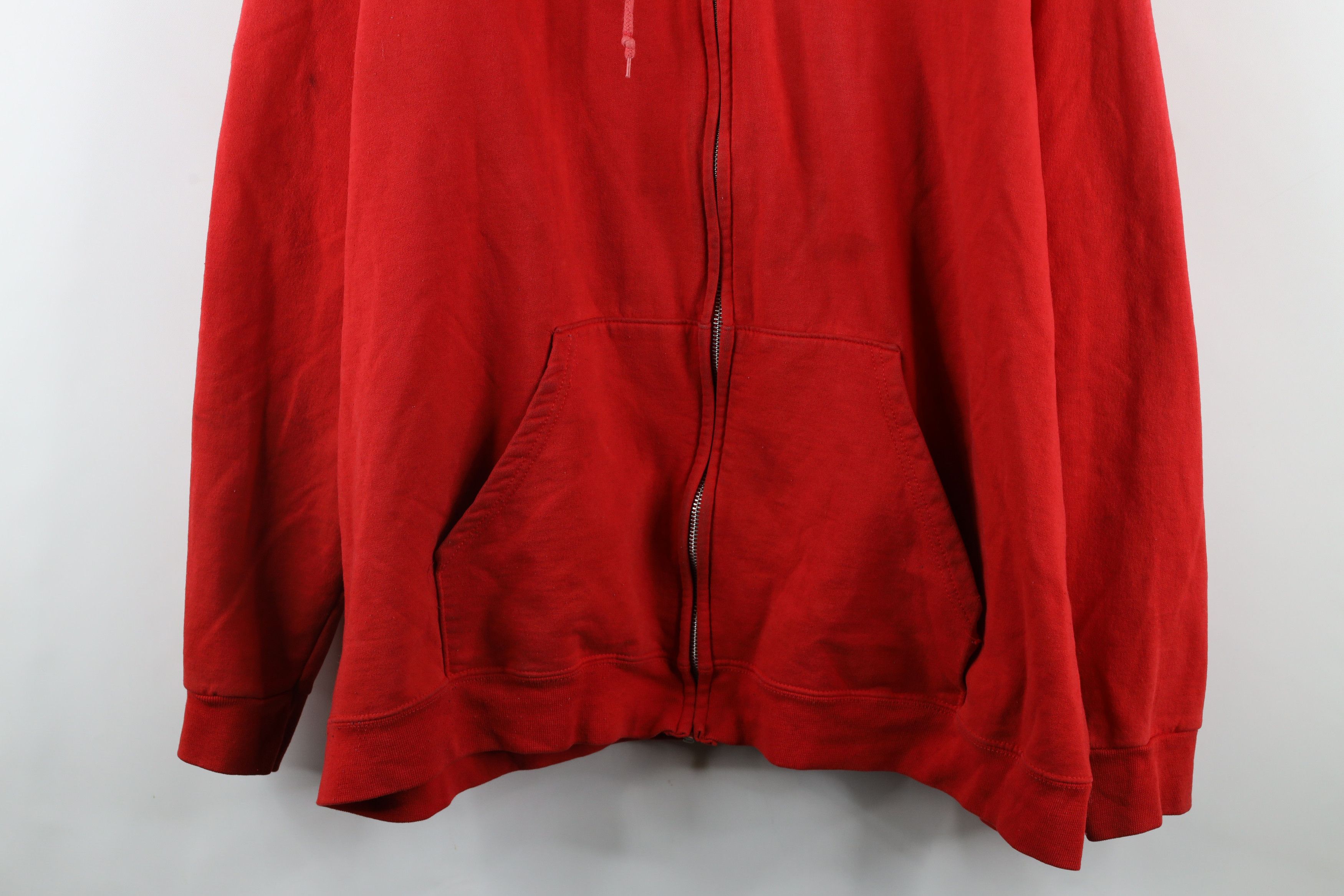 Vintage Vintage 90s Streetwear Blank Full Zip Hoodie Sweatshirt Red Size US XXL / EU 58 / 5 - 3 Thumbnail