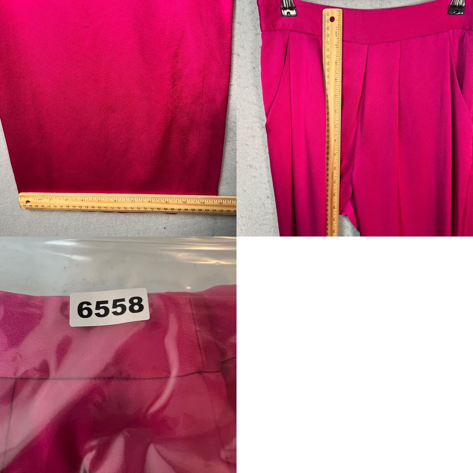 Ramy Brook Ramy Brook Pants Women 0 Fuchsia High-Waisted Wide-Leg Triacetate Satin Size 25" / US 0 / IT 36 - 8 Thumbnail