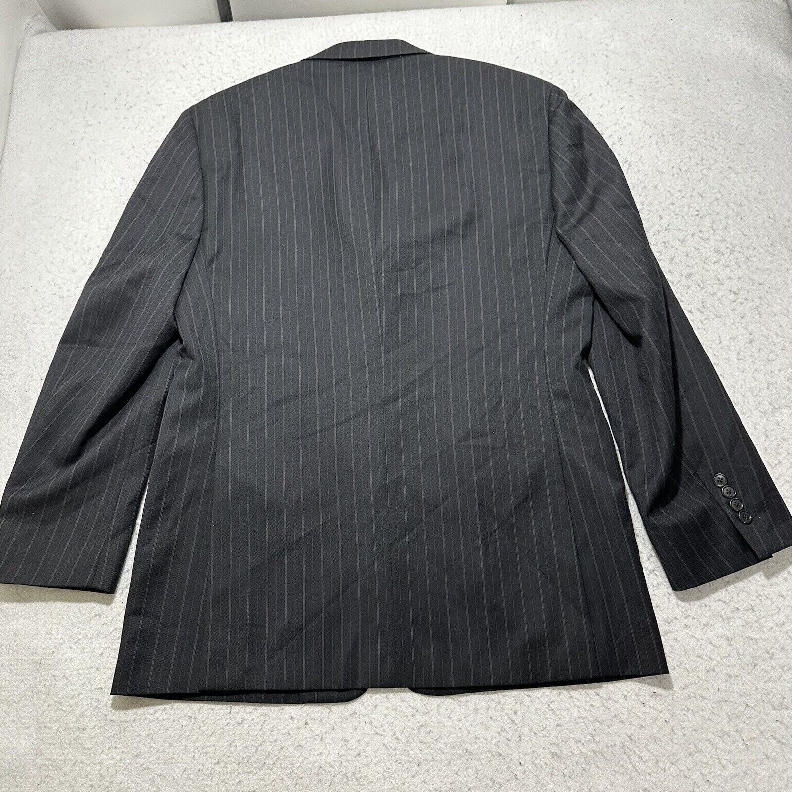 Tasso Elba Tasso Elba 38R Super 110's Wool Suit Jacket Gray Striped Size 38R - 16 Thumbnail