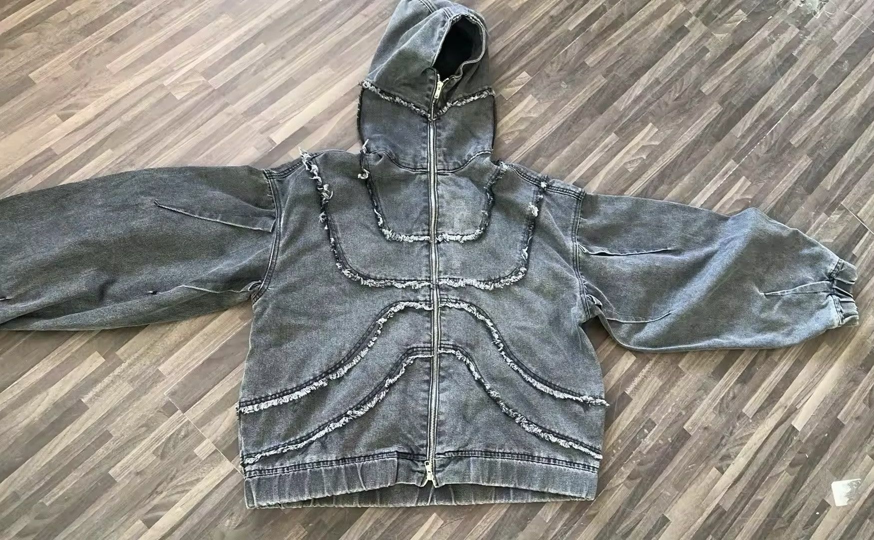 Japanese Brand Vintage Y2K Distressed Zip Up Hoodie Size US XL / EU 56 / 4 - 6 Thumbnail
