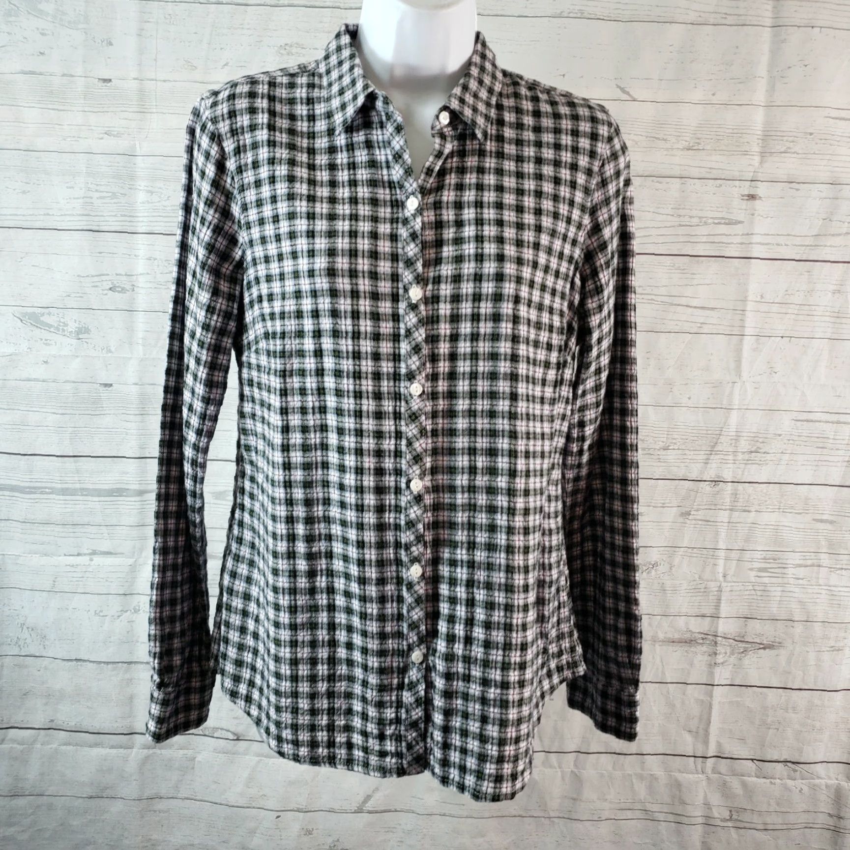 Eddie Bauer Eddie Bauer Womens Button Front Shirt Sz Small Black Green Plaid Long Sleeve Shirt Womens Small Multicolor Button-Up Size S / US 4 / IT 40 - 2 Thumbnail