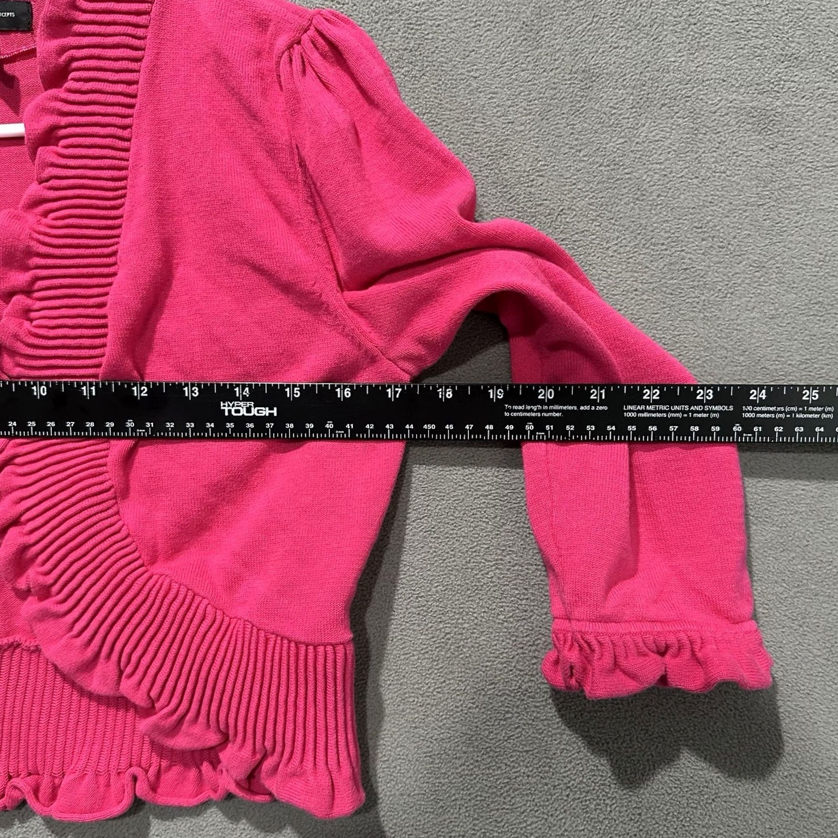 Vintage INC International Concepts Cardigan Sweater Womens L Pink Open Front Ruffle Size L / US 10 / IT 46 - 5 Thumbnail