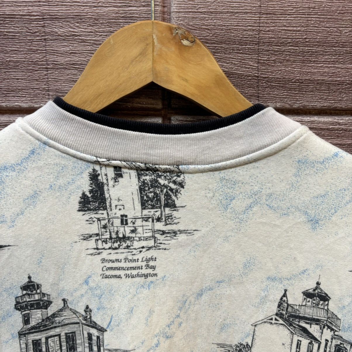 Vintage Vintage Washington State Lighthouses All Over Print Sweater Size US XL / EU 56 / 4 - 9 Thumbnail