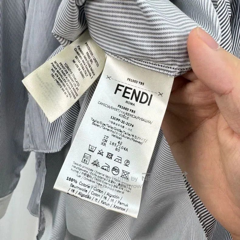 Fendi Fendi Embroidered Letter Striped Shirt. Size US XL / EU 56 / 4 - 7 Thumbnail